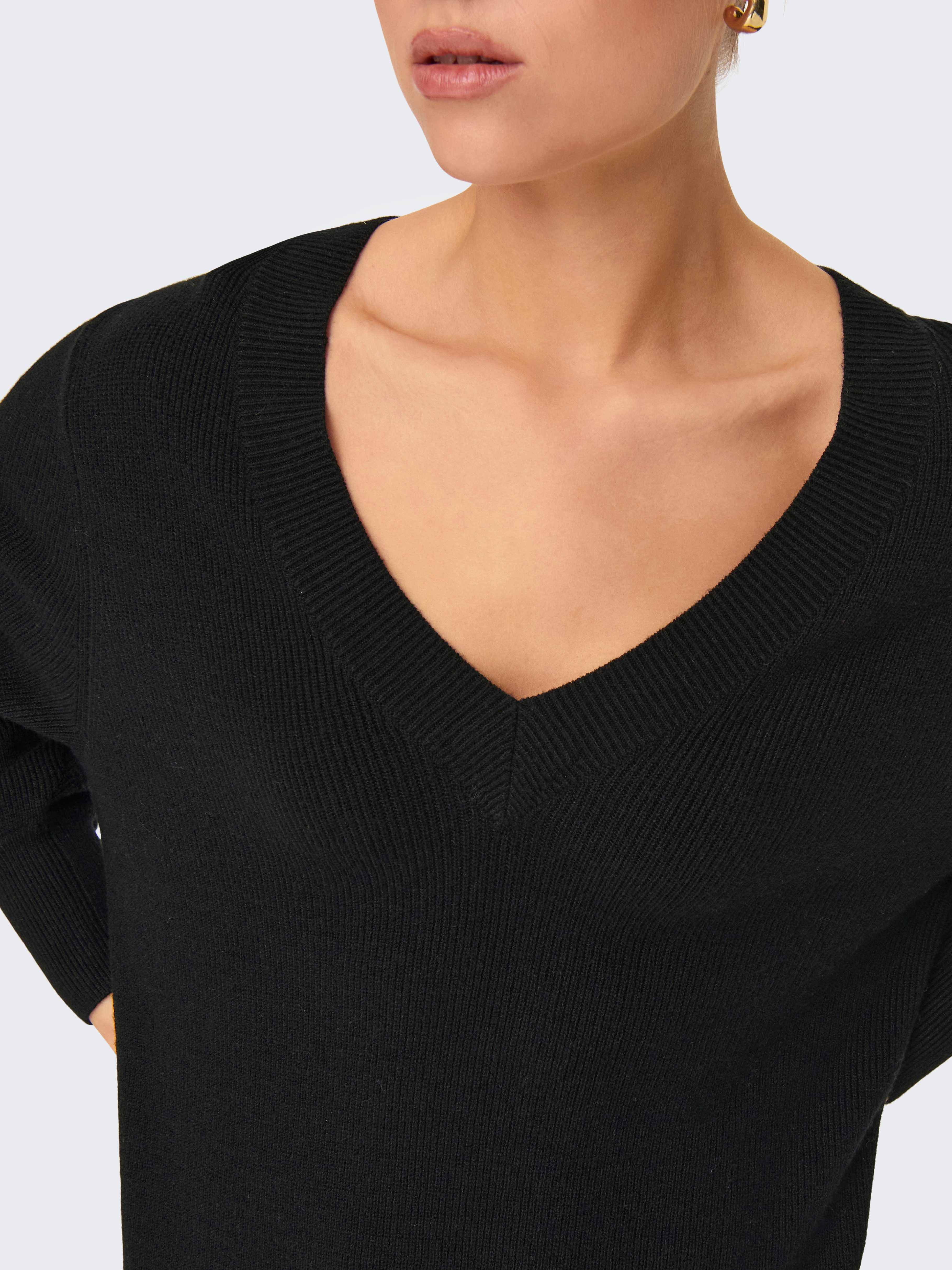 Only Gebreide jurk ONLKATIA LS V-NECK DRESS NCA KNT