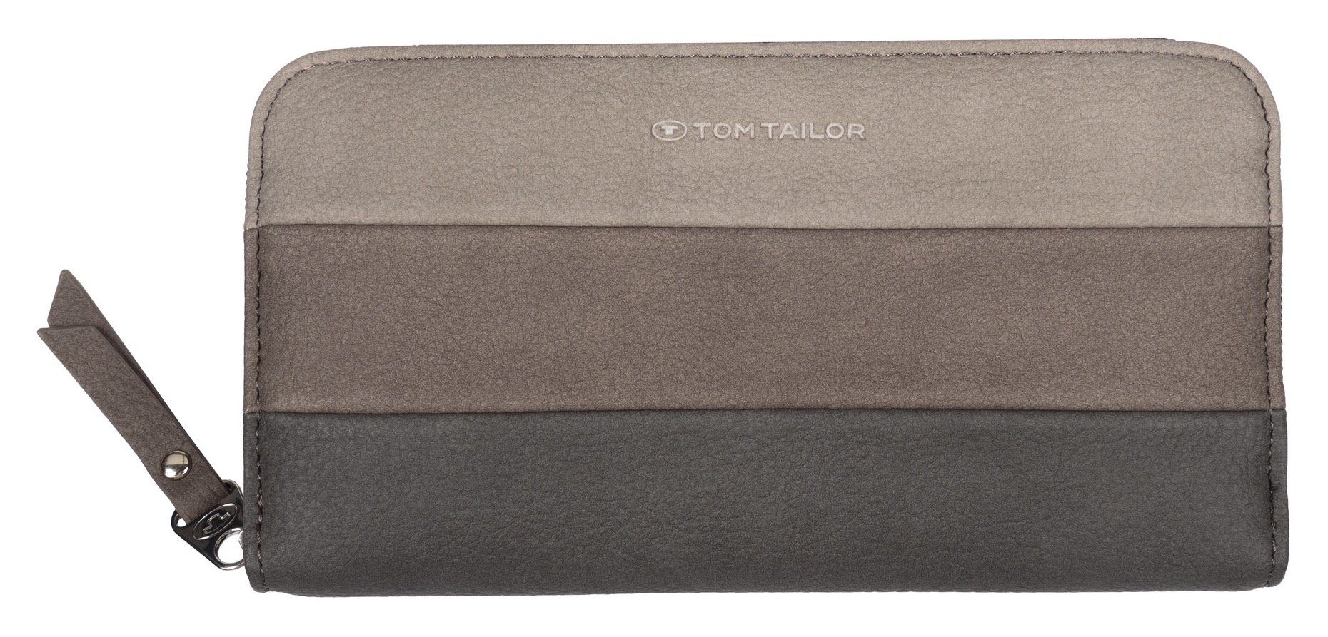 Tom Tailor Portemonnee ELLEN Long zip wallet in modieus streepdessin dames portemonnees maat 10,5 cm grijs