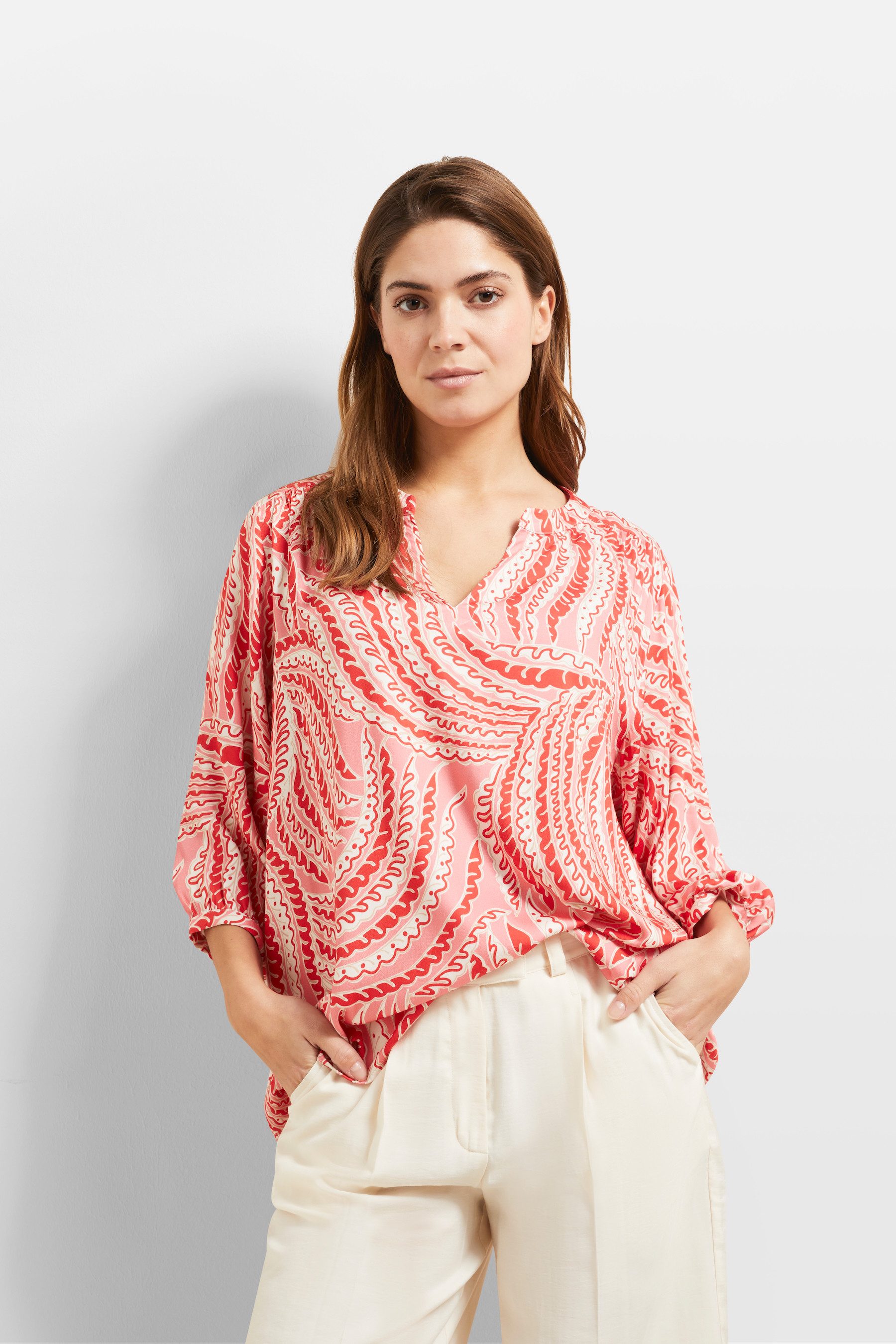 Bugatti Blouse met lange mouwen met paisleyprint dames lange blouses maat 46 roze