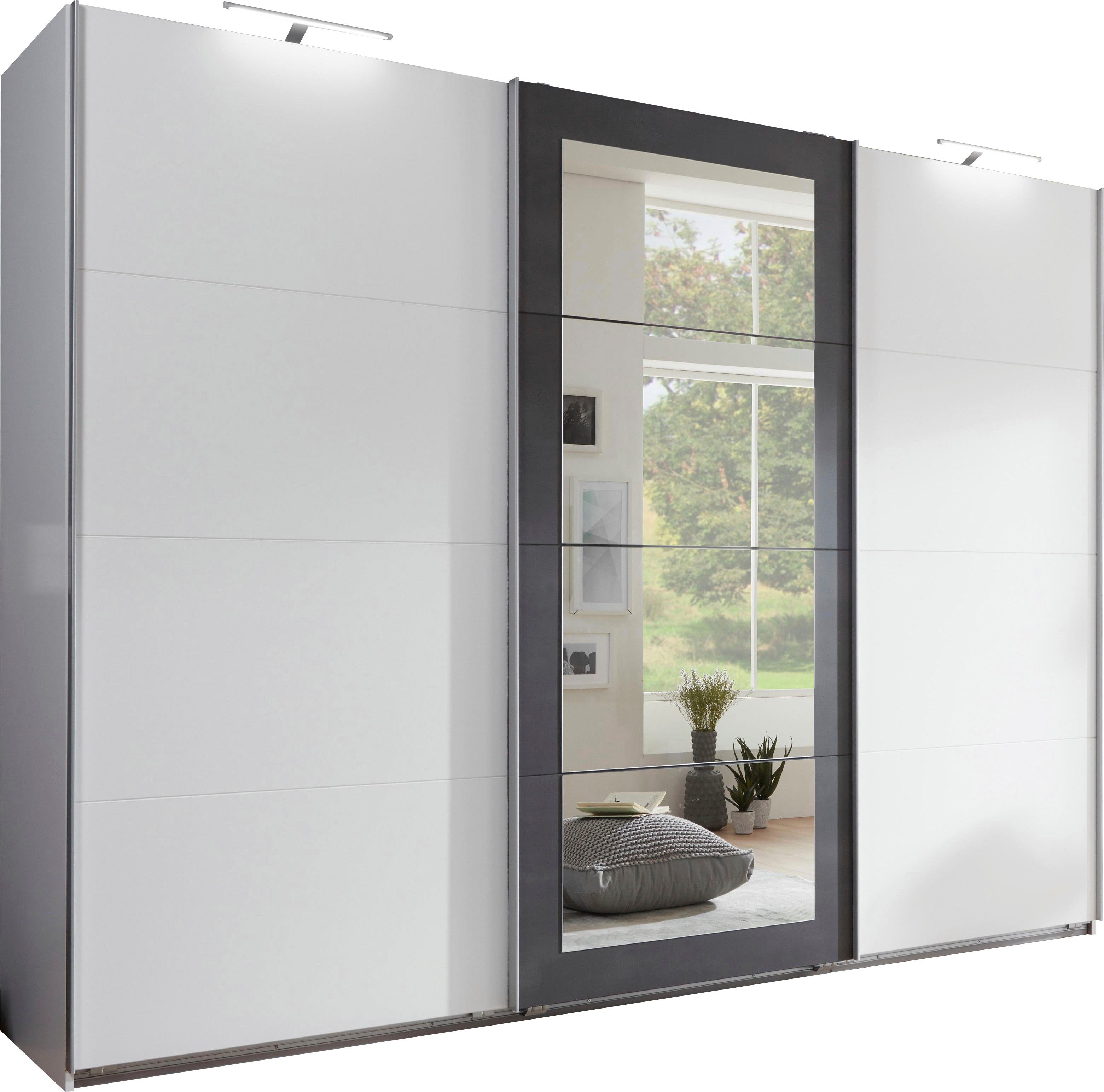 Wimex Zweefdeurkast Minden met spiegel zweefdeurkasten maat 270 cm x 210 cm x 65 cm wit