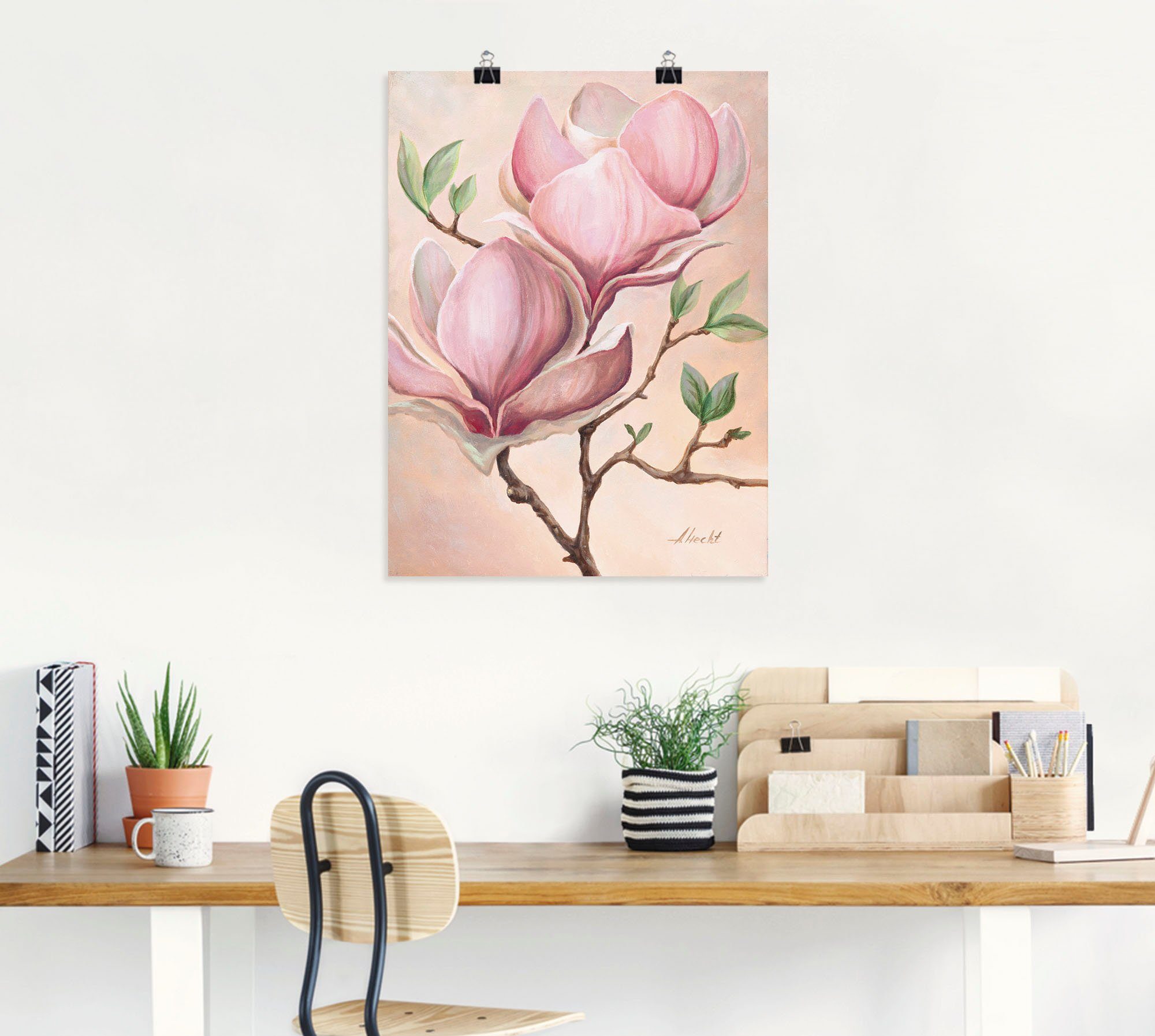 Artland Artprint Magnoliabloemen als artprint op linnen, poster in verschillende formaten maten