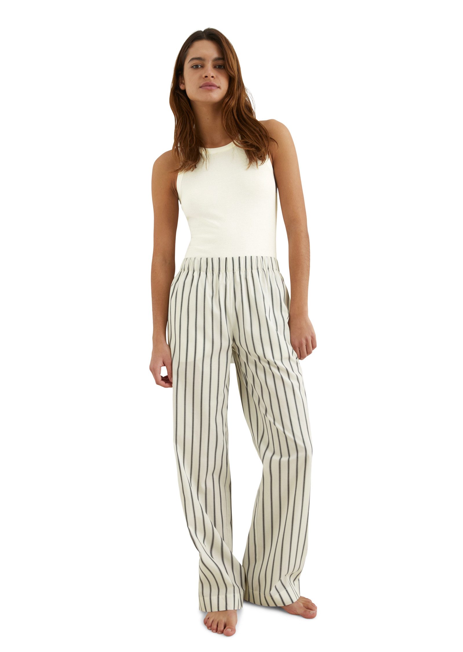 Marc O'Polo Loungebroek Mix & Match Poplin met brede, elastische band en rechte pijp