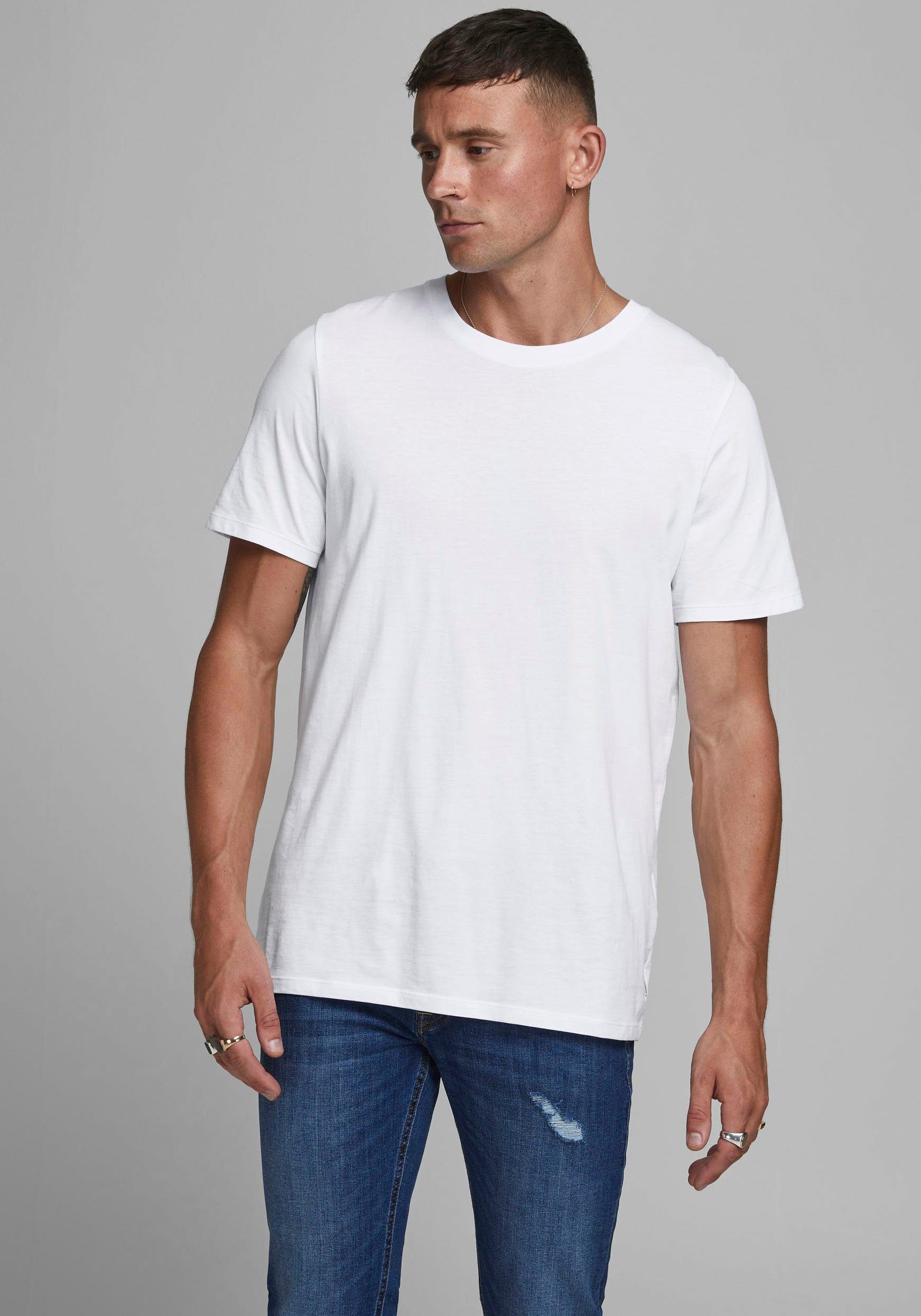 Jack & Jones Shirt met ronde hals JJEORGANIC BASIC TEE SS O-NECK NOOS heren ronde hals maat XL wit