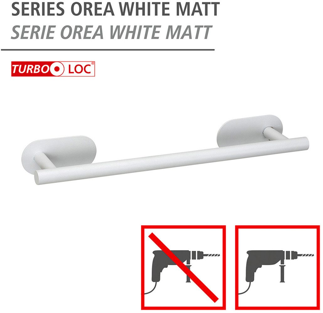 WENKO Handdoekstang Turbo-Loc® model Uno Orea van roestvrij staal, bevestiging zonder boren, 40 cm