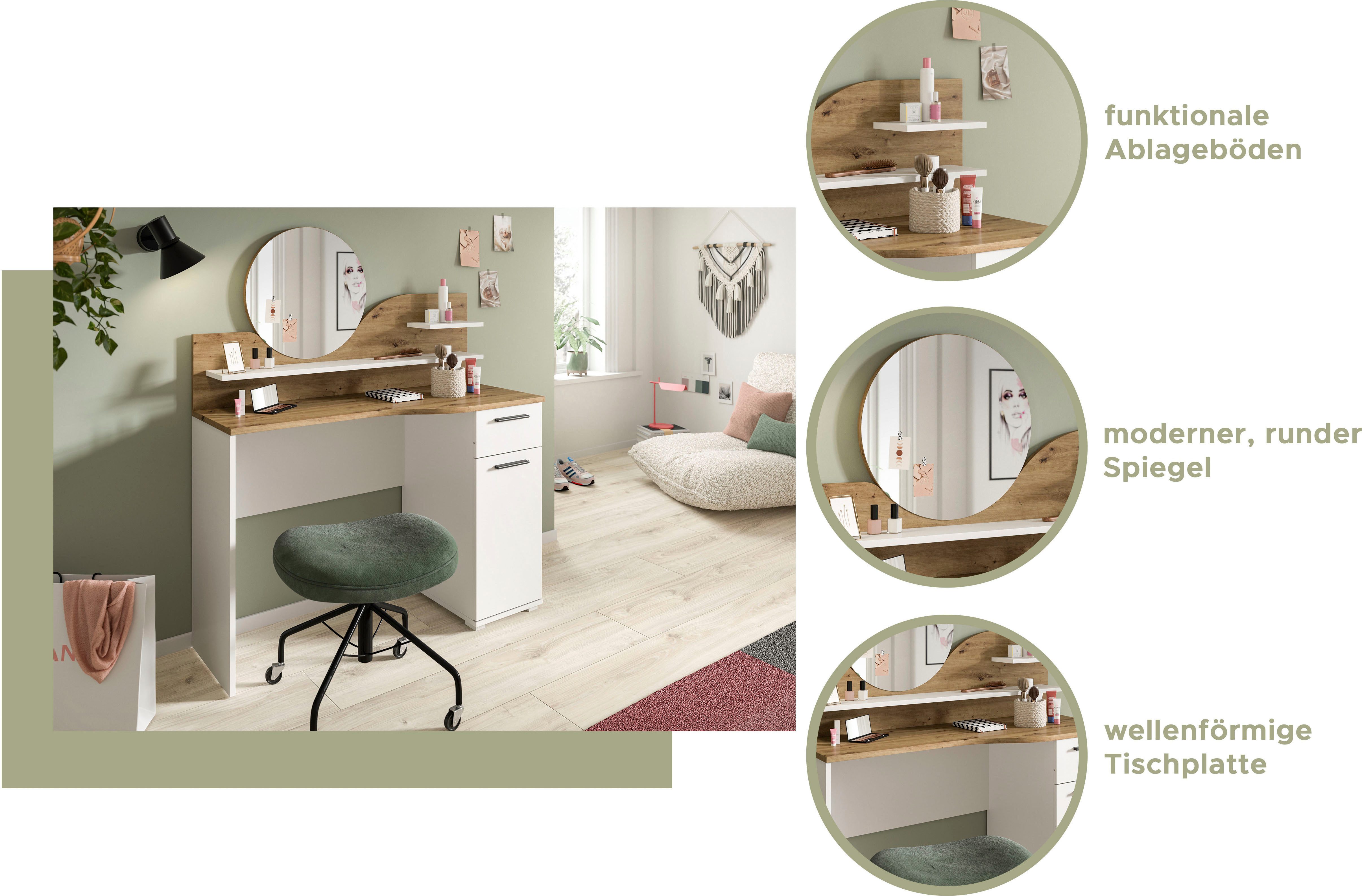 INOSIGN Sidetable Hegomi, Breedte 110 cm, 1 deur, 1 lade, 2 legplanken, 1 spiegel