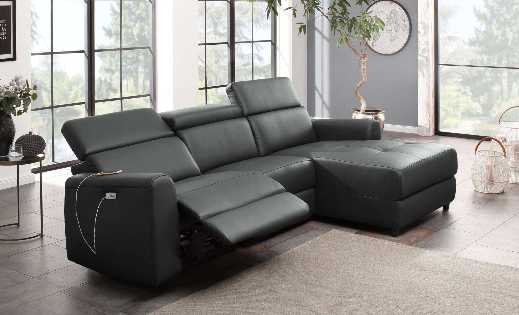 Home affaire Hoekbank Sentrano, L-vorm, 275 cm, man. of electr. relaxfunctie en usb/kopverstelling