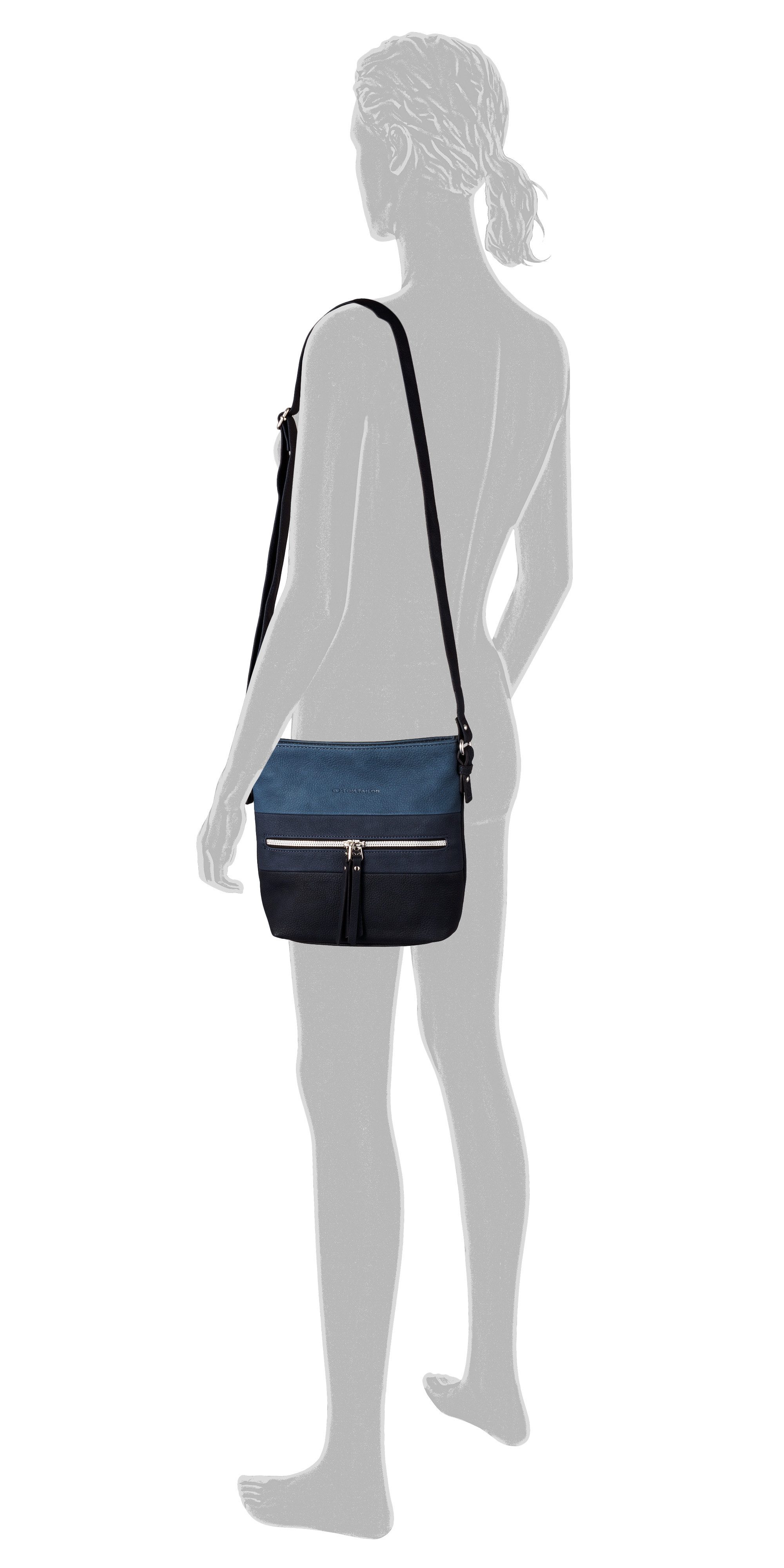 Tom Tailor Schoudertas Ellen mooie color blocking, glanzende ritssluiting eyecatcher