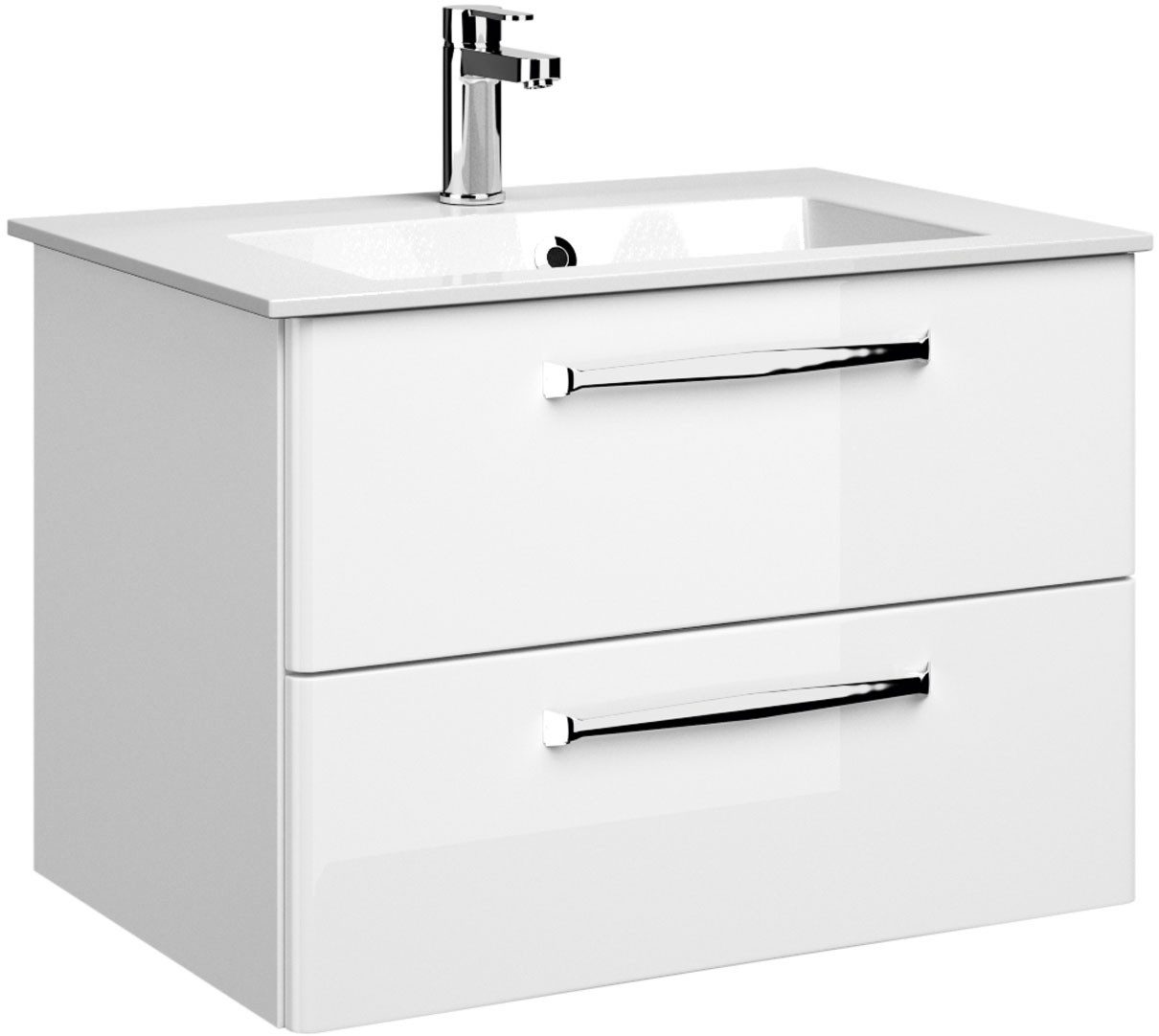 Saphir Badmeubelset Trentino 2-delig mineralen marmer wasbak met LED spiegelkast Badkamermeubel-set 77cm breed, incl. deurdemper, 3 deuren, 2 lades (3 stuks)