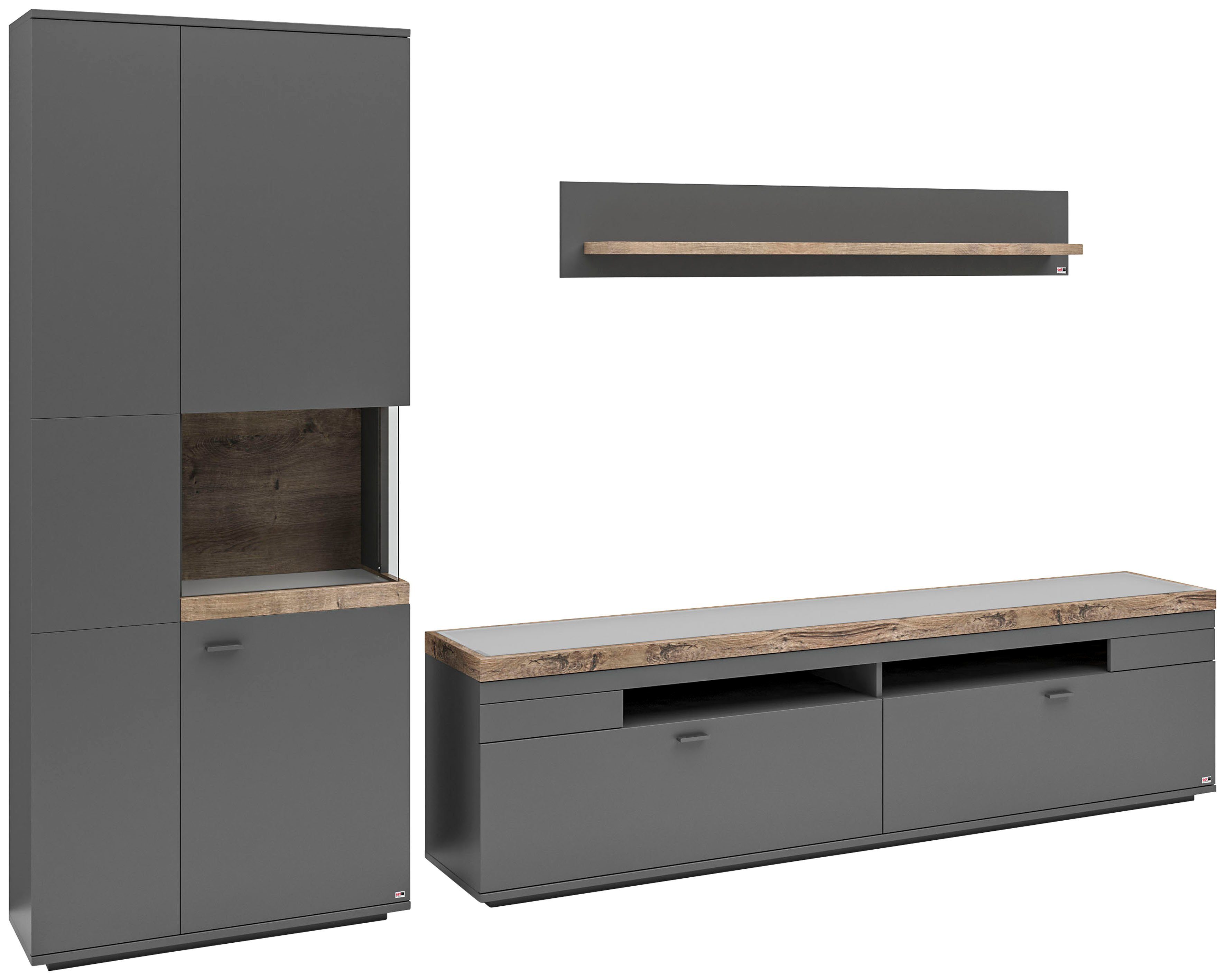 set one by Musterring Wandmeubel Lancaster 3-delig met fronten in wit of grijs, breedte ca.300 cm