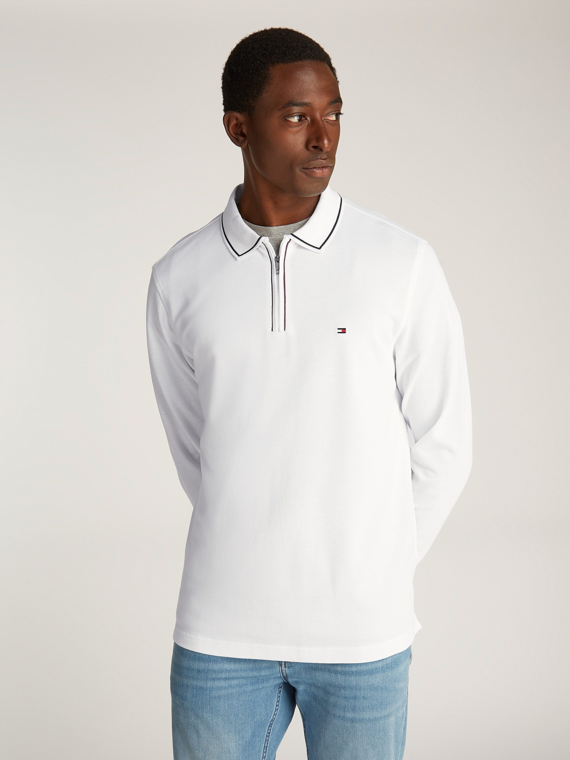 Tommy Hilfiger Poloshirt met lange mouwen LS ZIP RWB DETAIL REG POLO