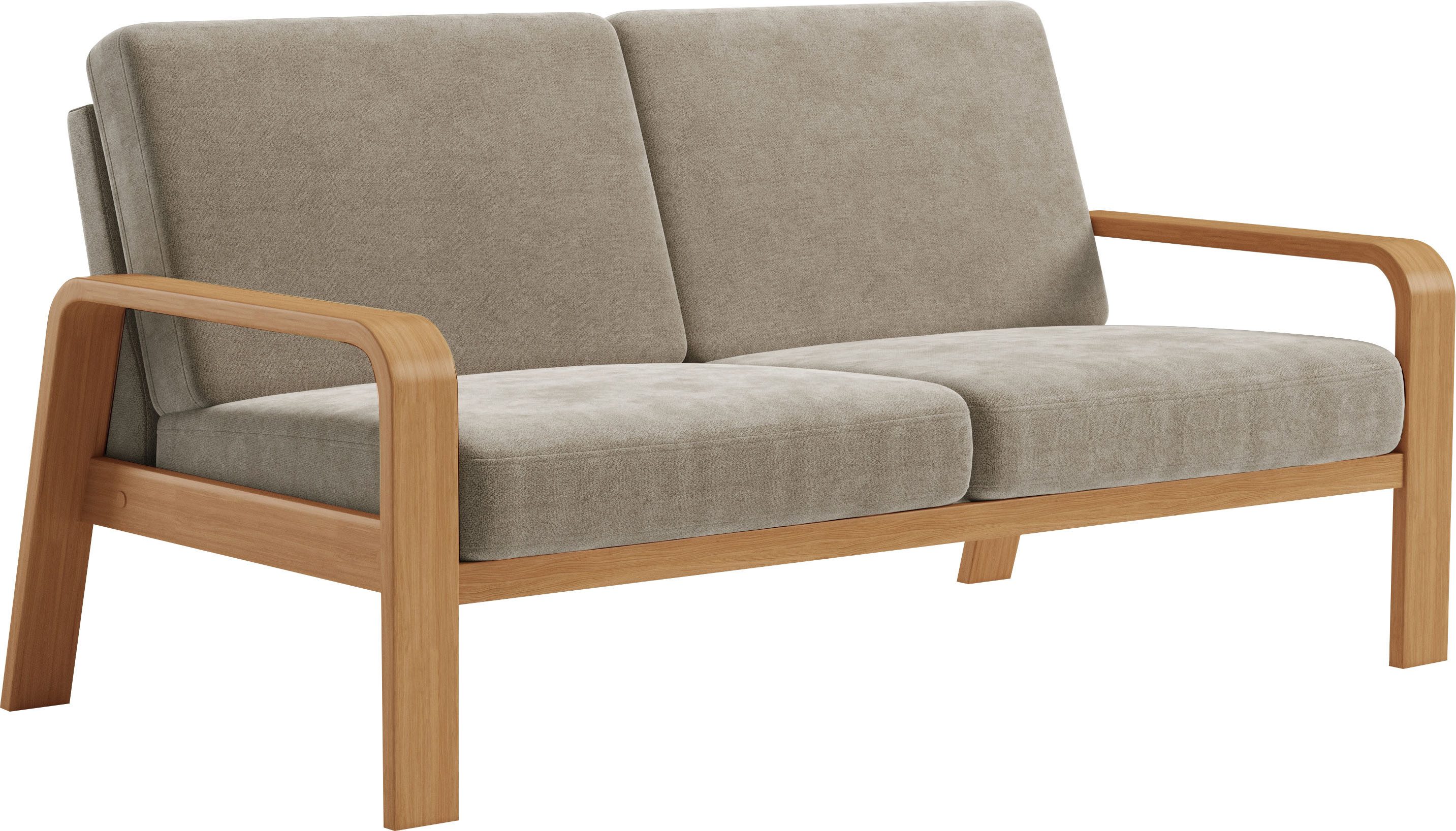 sit&more 2,5-zitsbank Kolding Armleuningen van eikenkleurig beukenhout, verschillende bekledingen en kleuren