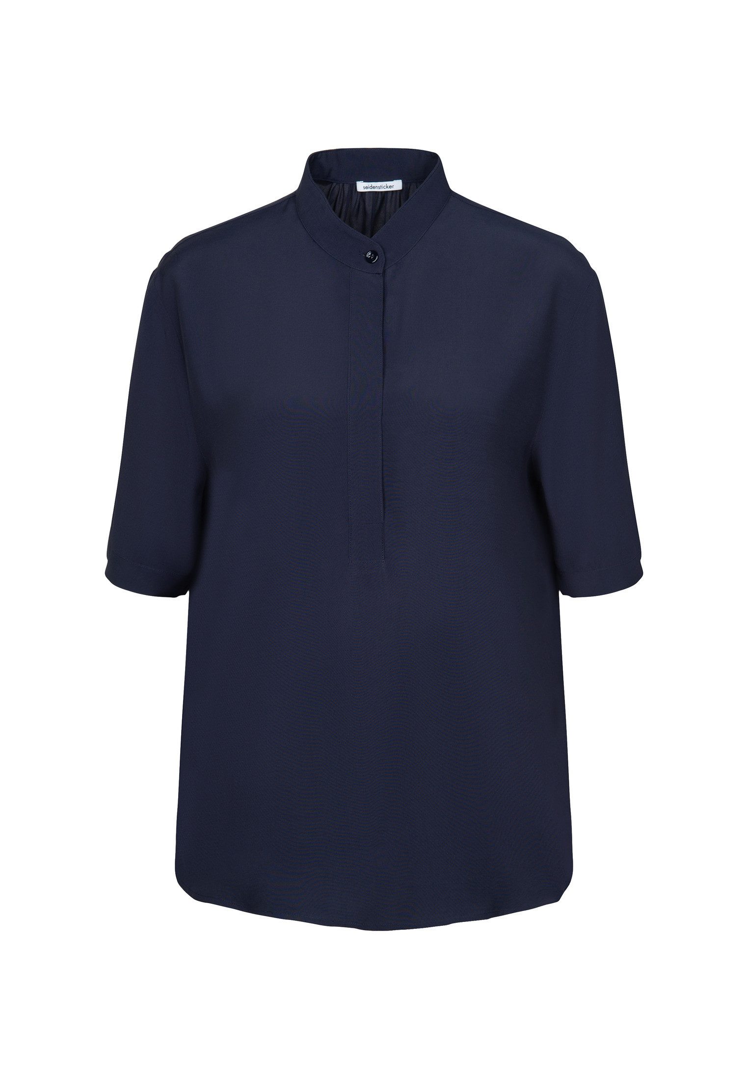 seidensticker Shirtblouse Zwarte roos Korte mouwen ronde hals uni