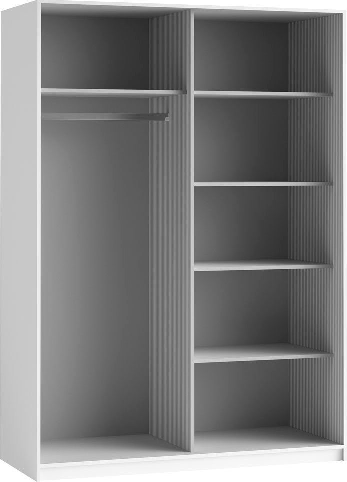 Home affaire Zweefdeurkast Beta schuifdeurkast kledingkast linnenkast met spiegel, inclusief complete indeling, metalen grepen