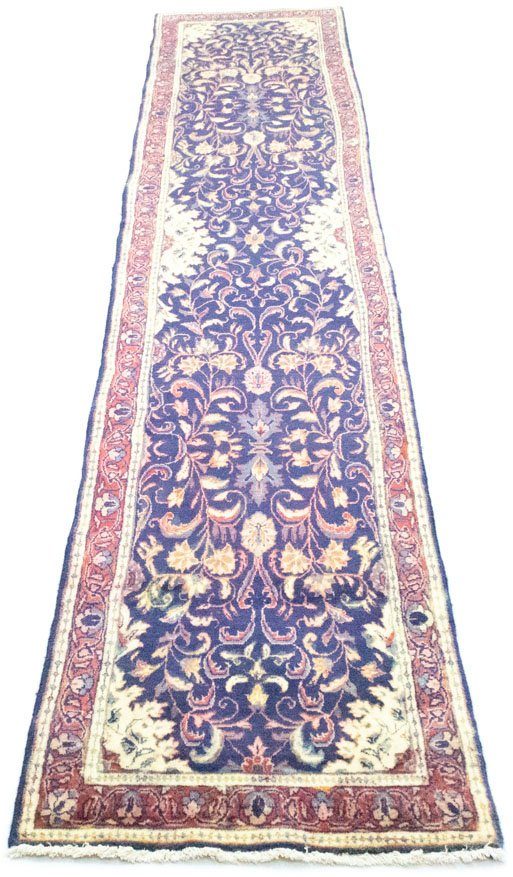morgenland Wollen kleed Sarough Teppich handgeknüpft blau-Läufer Sarough - 402 x 72 cm - dunkelblau