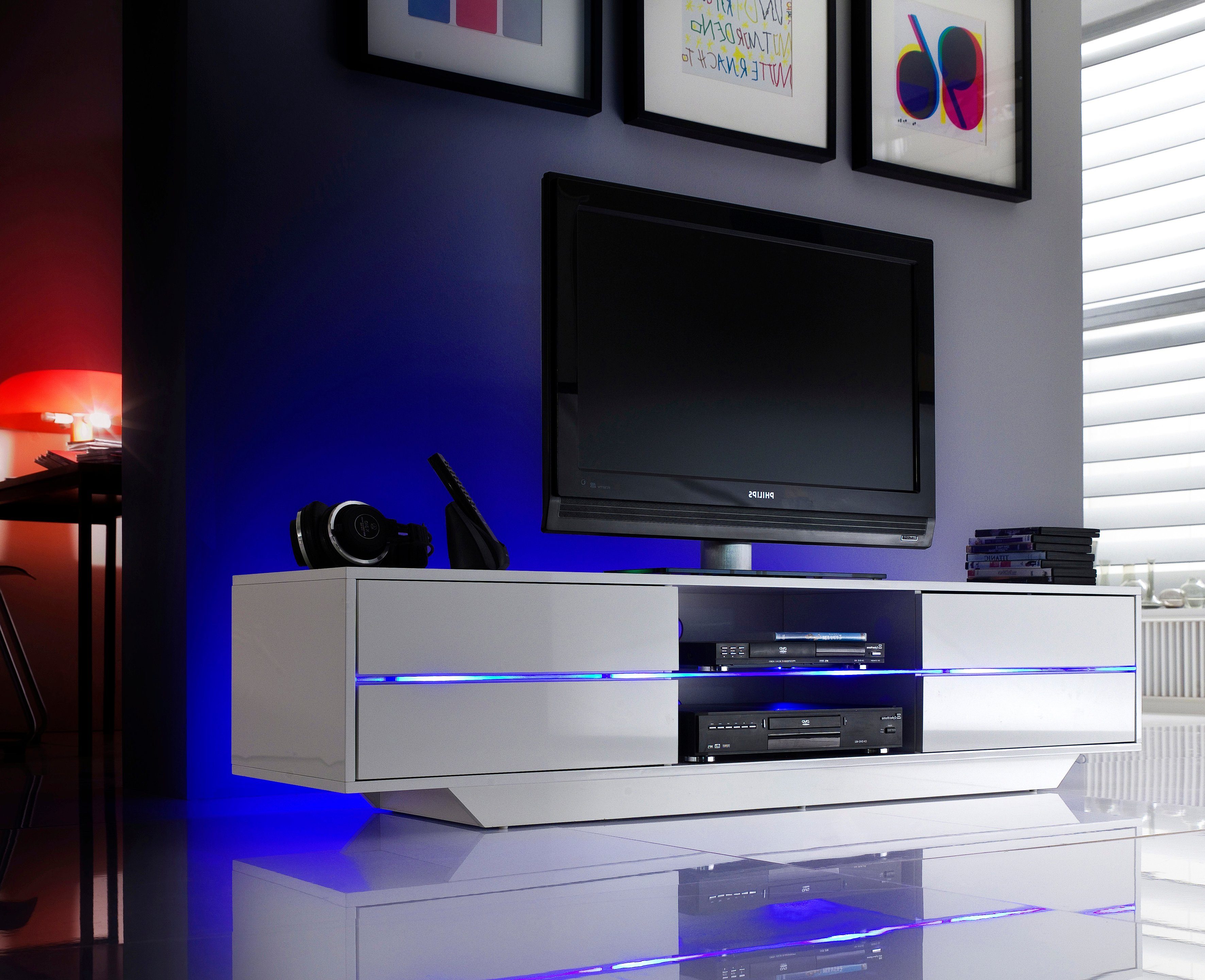 MCA furniture Tv-meubel Blues met ledverlichting hoogglans-wit