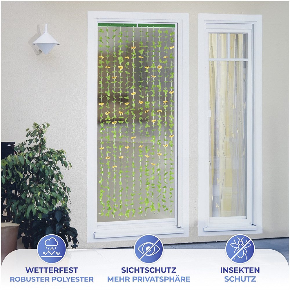 Maximex Deurgordijn Zonnebloemen Bladeren gordijn voor balkon en terras, insecten- en privacybescherming (1 stuk)