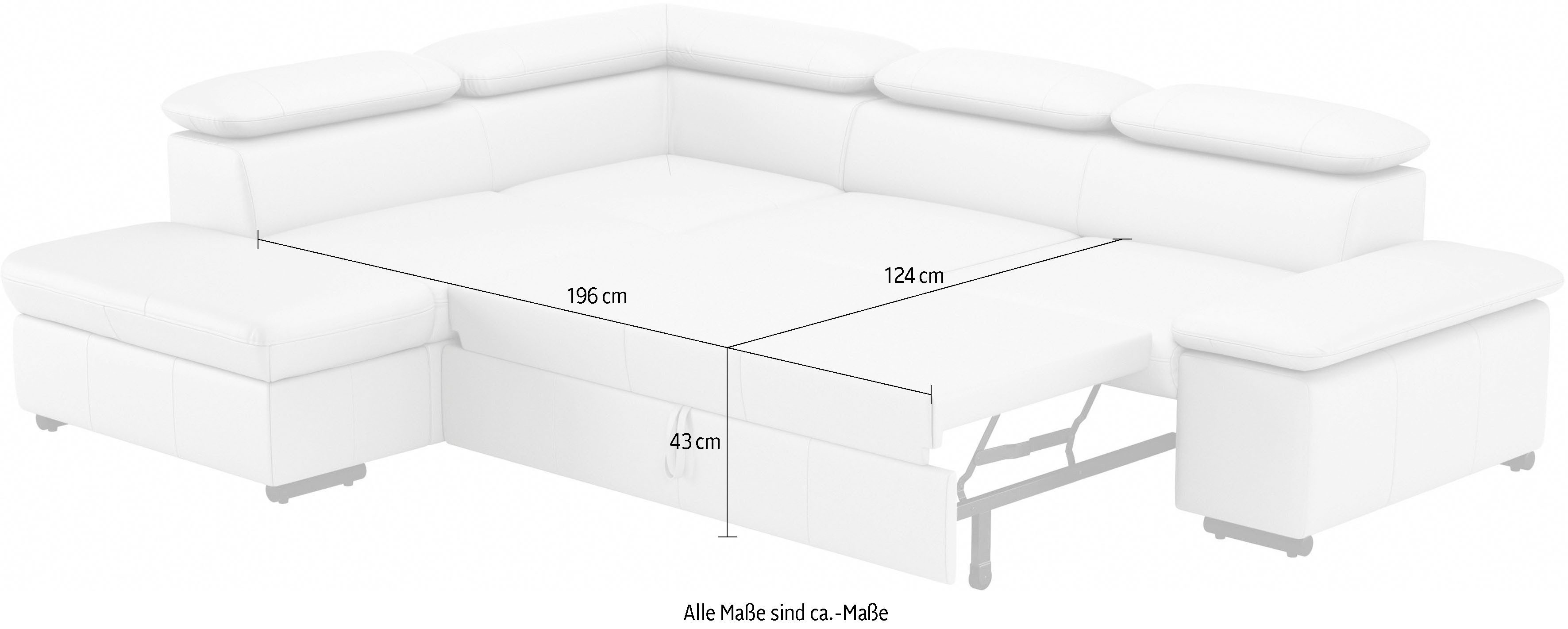 sit&more Hoekbank Alcudia L-vorm met armverstelling, optionele hoofdeindverstelling en bedfunctie