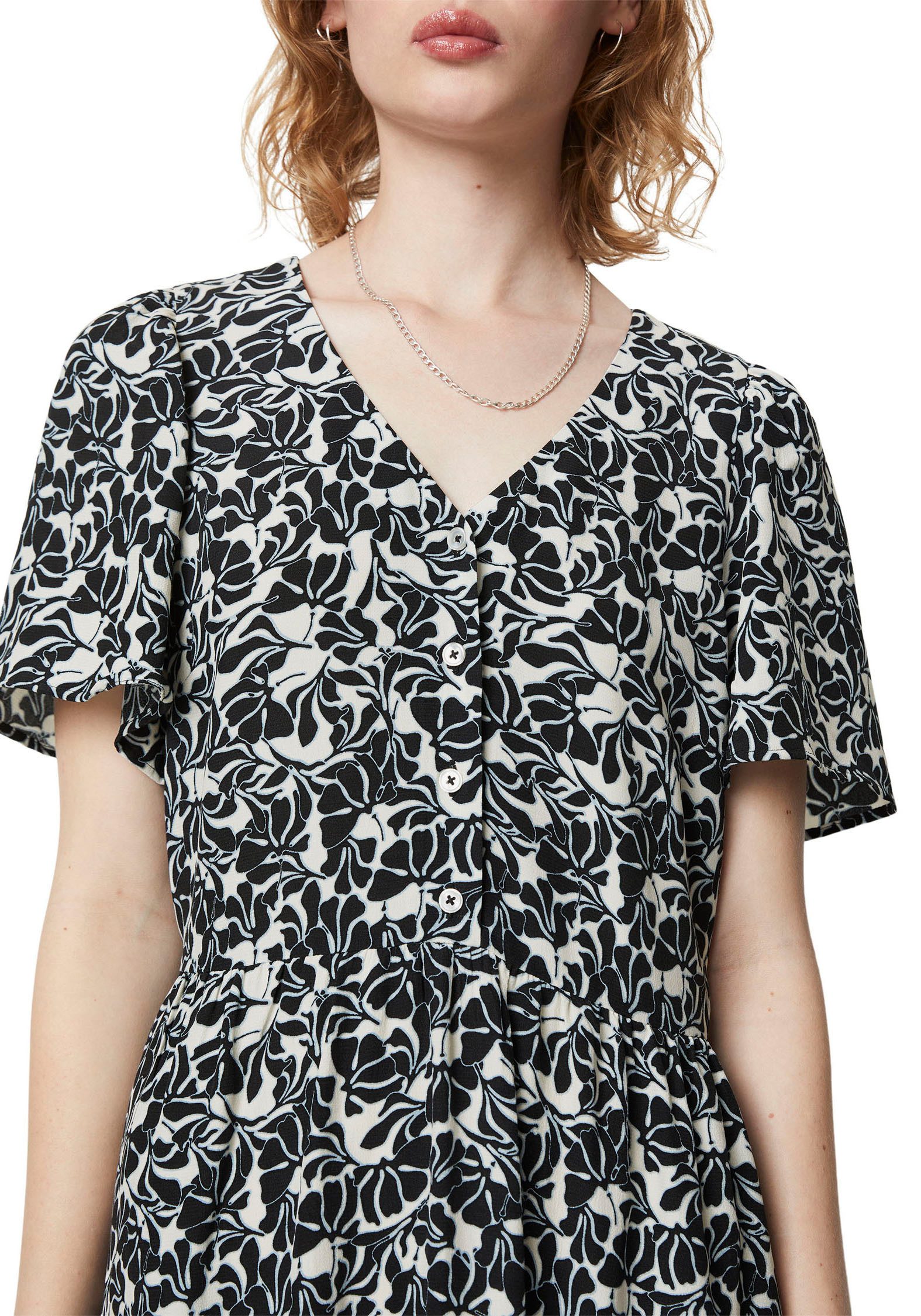 Marc O'Polo DENIM Midi-jurk met elastische taille van vloeiende viscose-crêpe