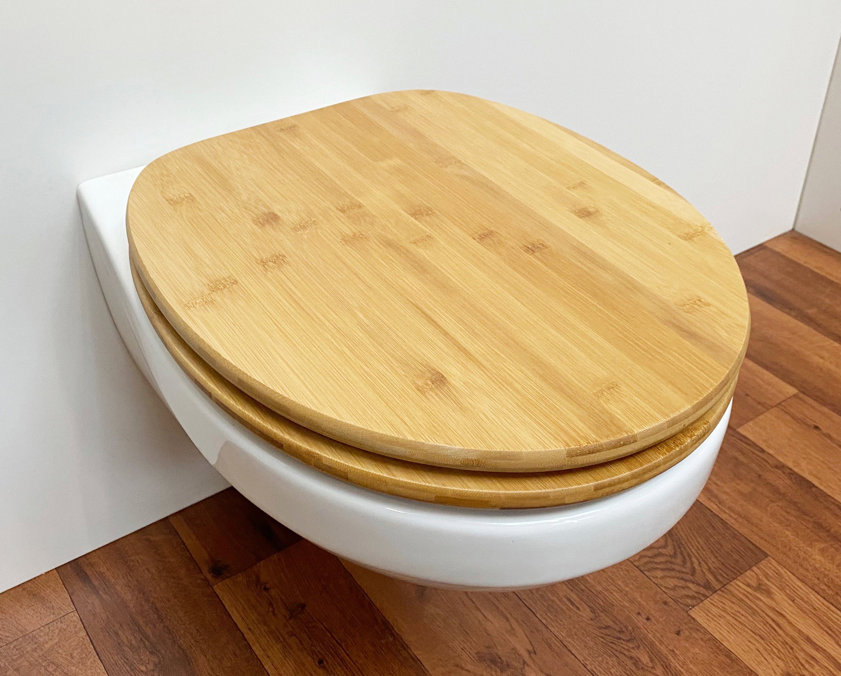 ADOB Toiletzitting Bamboe donker met soft-closemechanisme, geschikt voor alle gebruikelijke toiletten