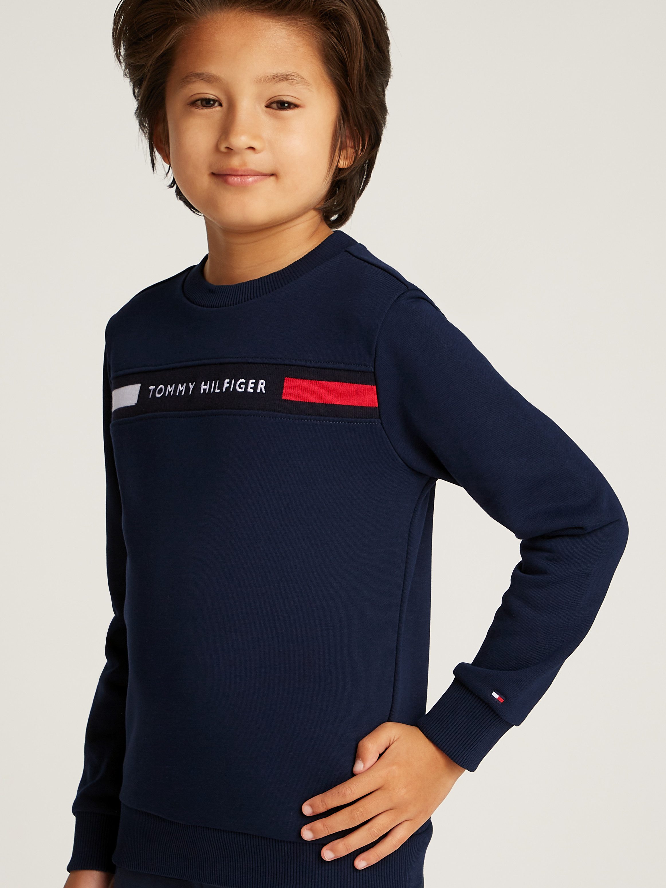 Tommy Hilfiger Shirt met lange mouwen en broek TH RIB INSERT SET met een logo-opschrift (set, 2-delig, 2-delig)