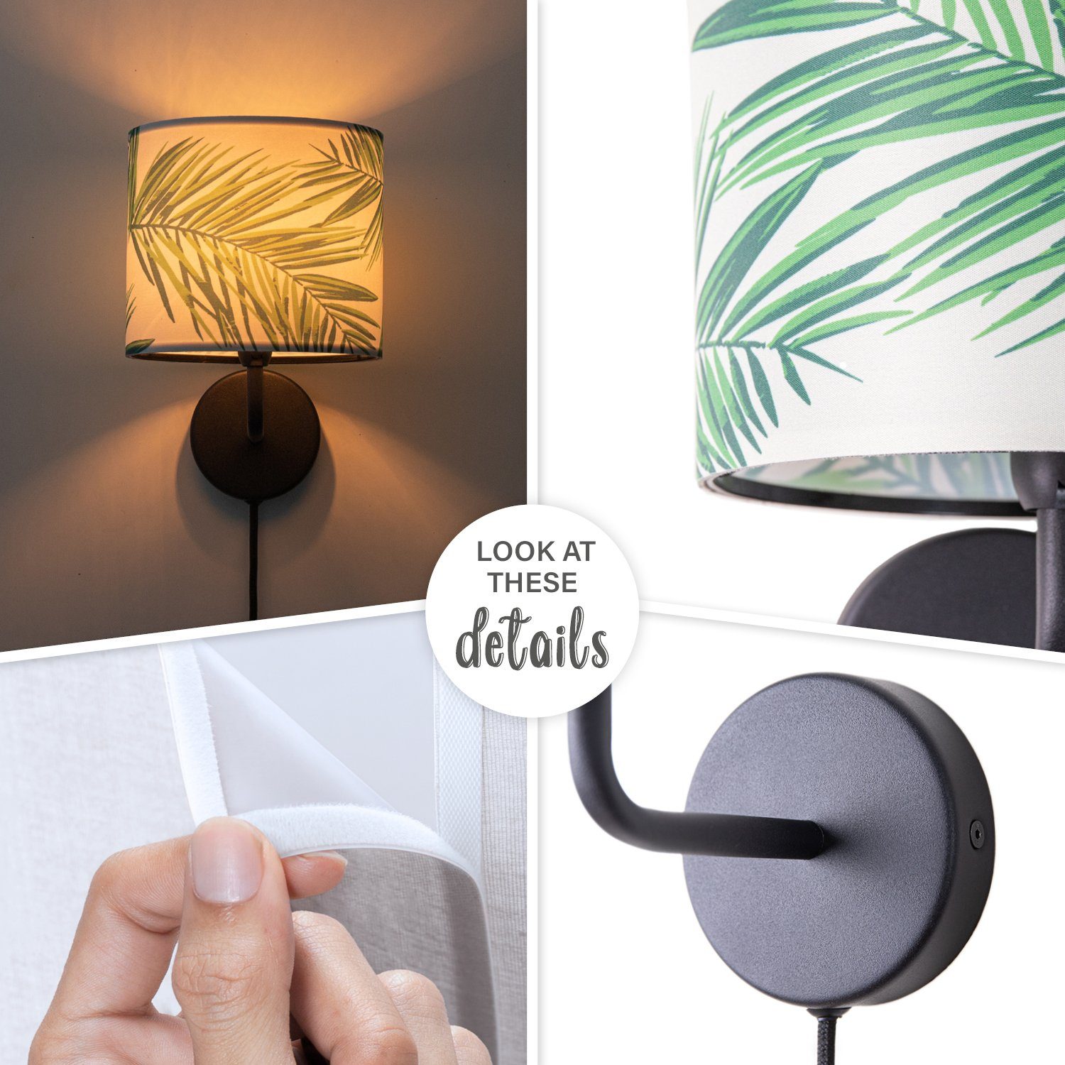 Paco Home Wandlamp Ostende 537 Kinderkamer woonkamer modern kantoor lamp lampenkap palm