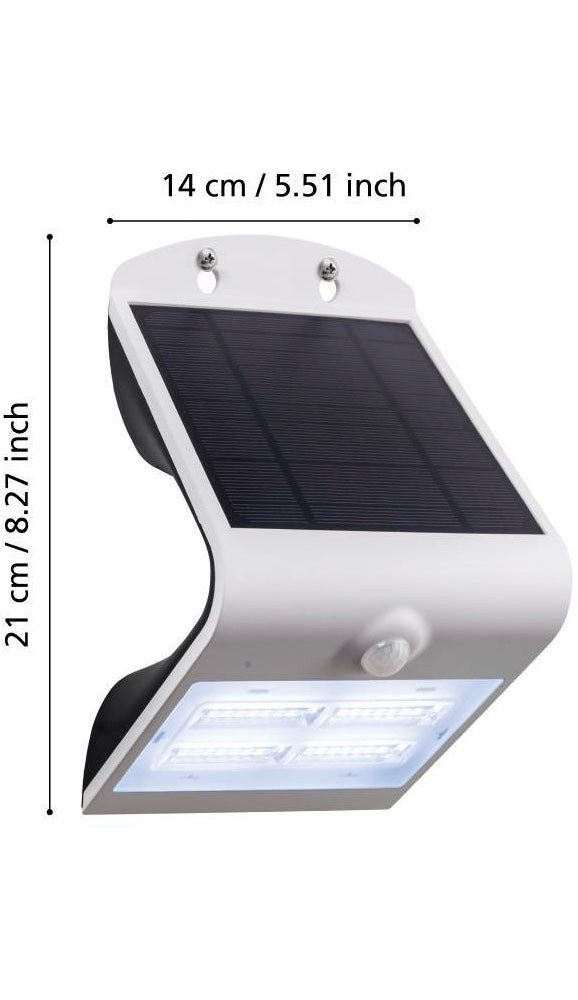 EGLO Wandlamp LAMOZZO Buitenlamp, bewegingssensor, zonne-energie, dag- en nachtsensor, accu, IP54 (1 stuk)