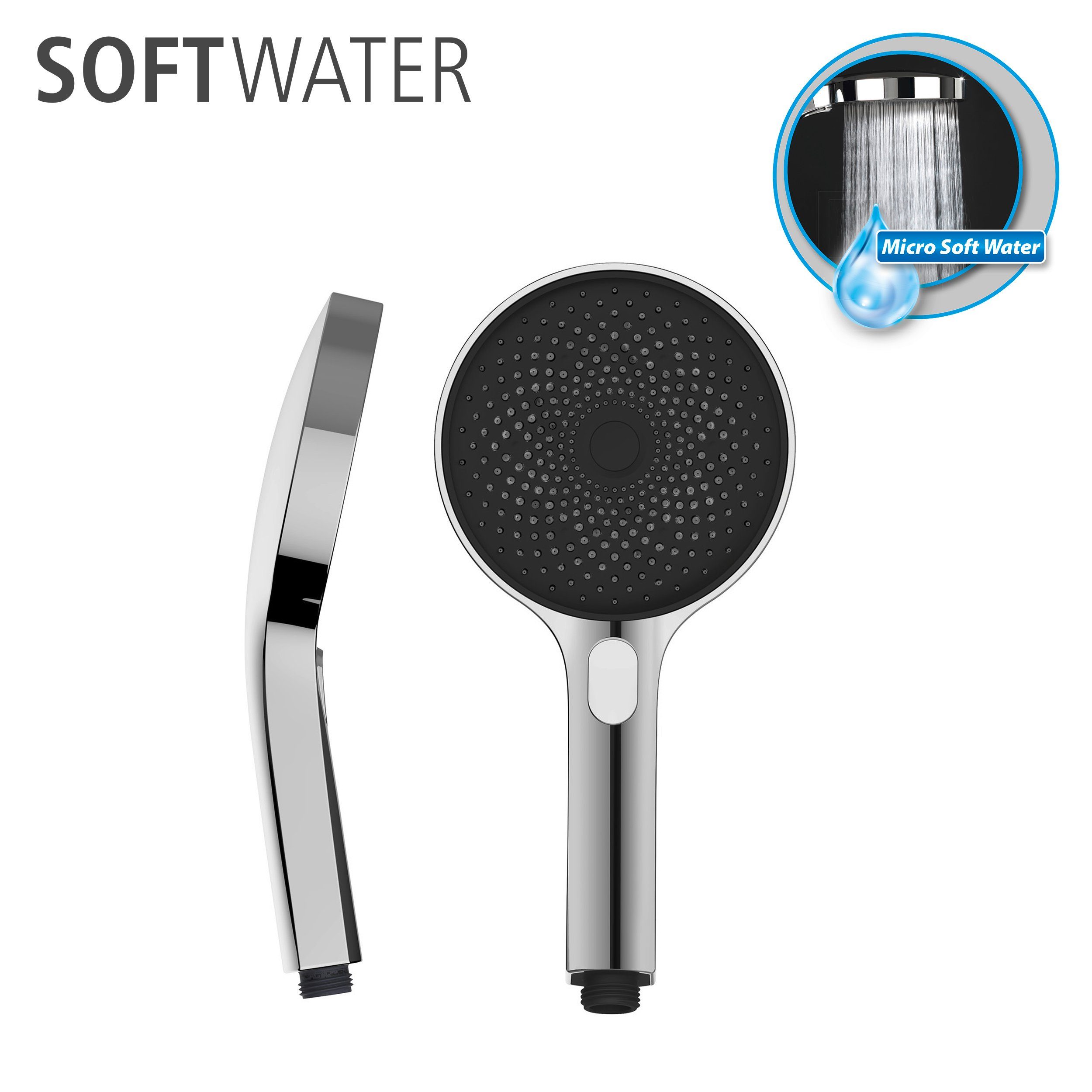 WENKO Douchestang-set Softwater Chroom, lengte stang: 68 cm