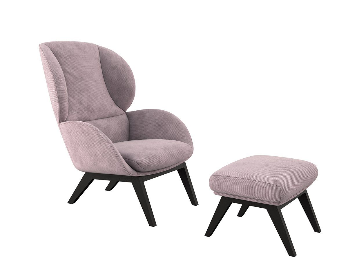FLEXLUX Oorfauteuil Adria designstoel, loungestoel, Stijl & comfort, organische vorm, zwarte houten voet