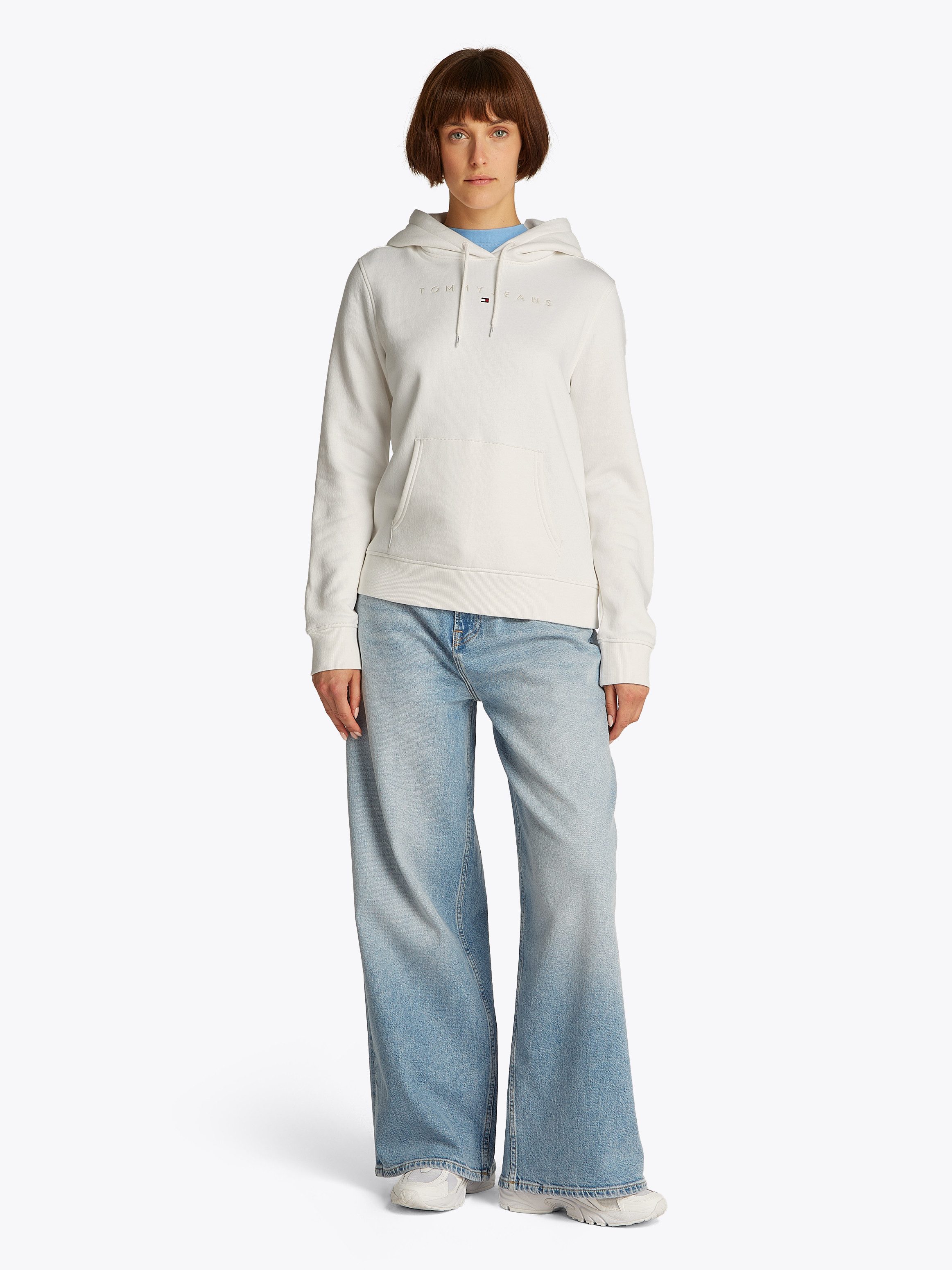 Tommy Jeans Curve Hoodie TJW REG TONAL LINEAR HOODIE EXT in grote maten, capuchon, logo-borduursel