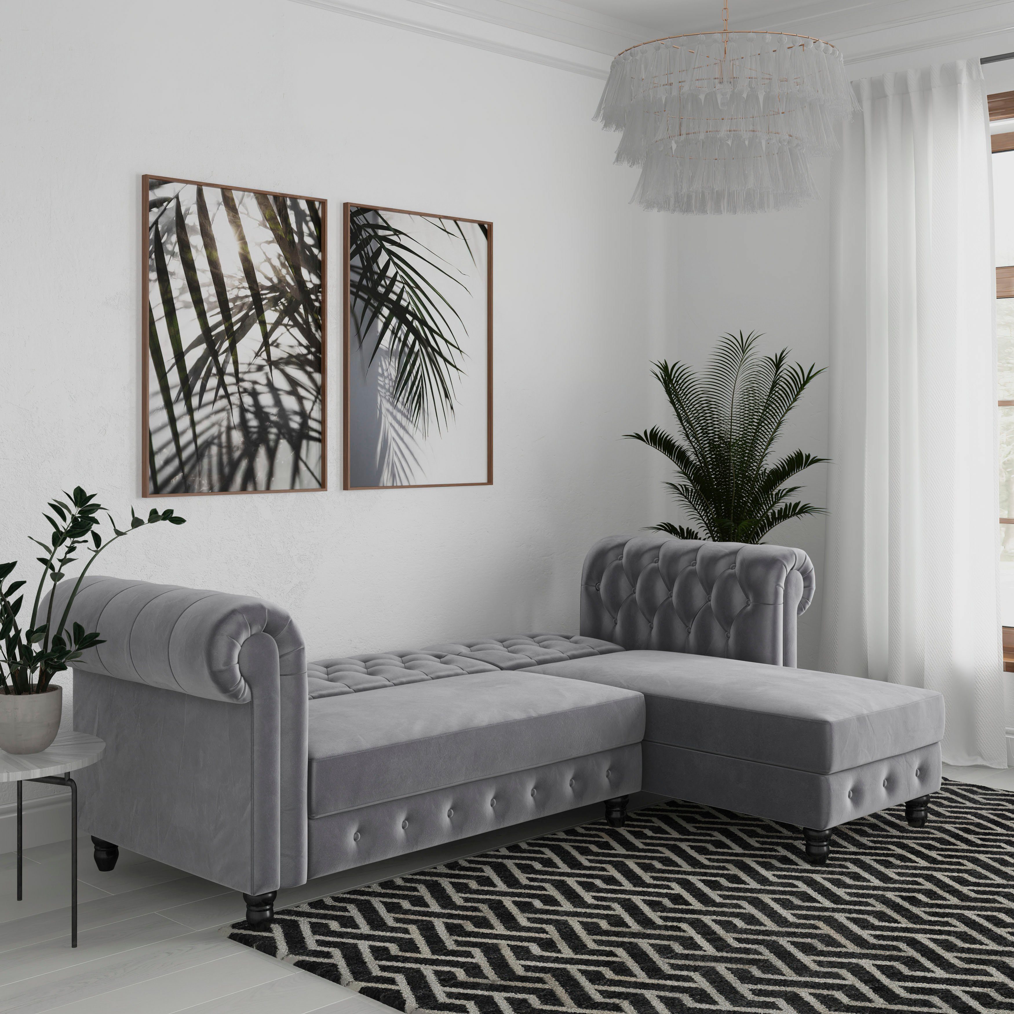 Dorel Home Hoekbank Felix, L-model, 241 cm (ligoppervlak108x195 cm), récamier verwisselbaar,