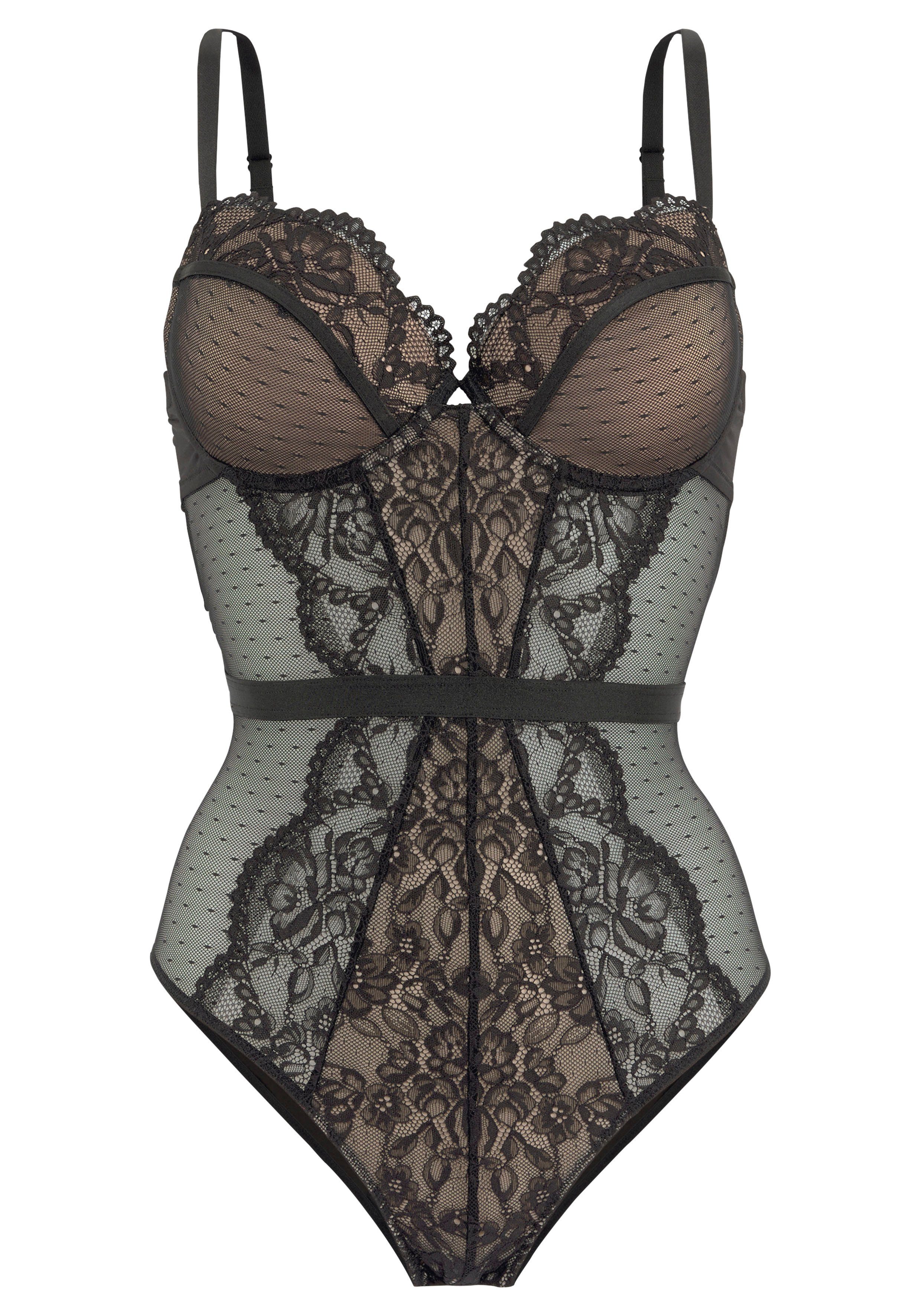 Lascana Body gemaakt van gebloemd kant en zacht mesh, sexy lingerie