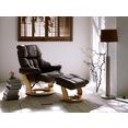 mca furniture relaxfauteuil calgary tv-fauteuil 360º draaibaar inclusief hocker met leren bekleding bruin