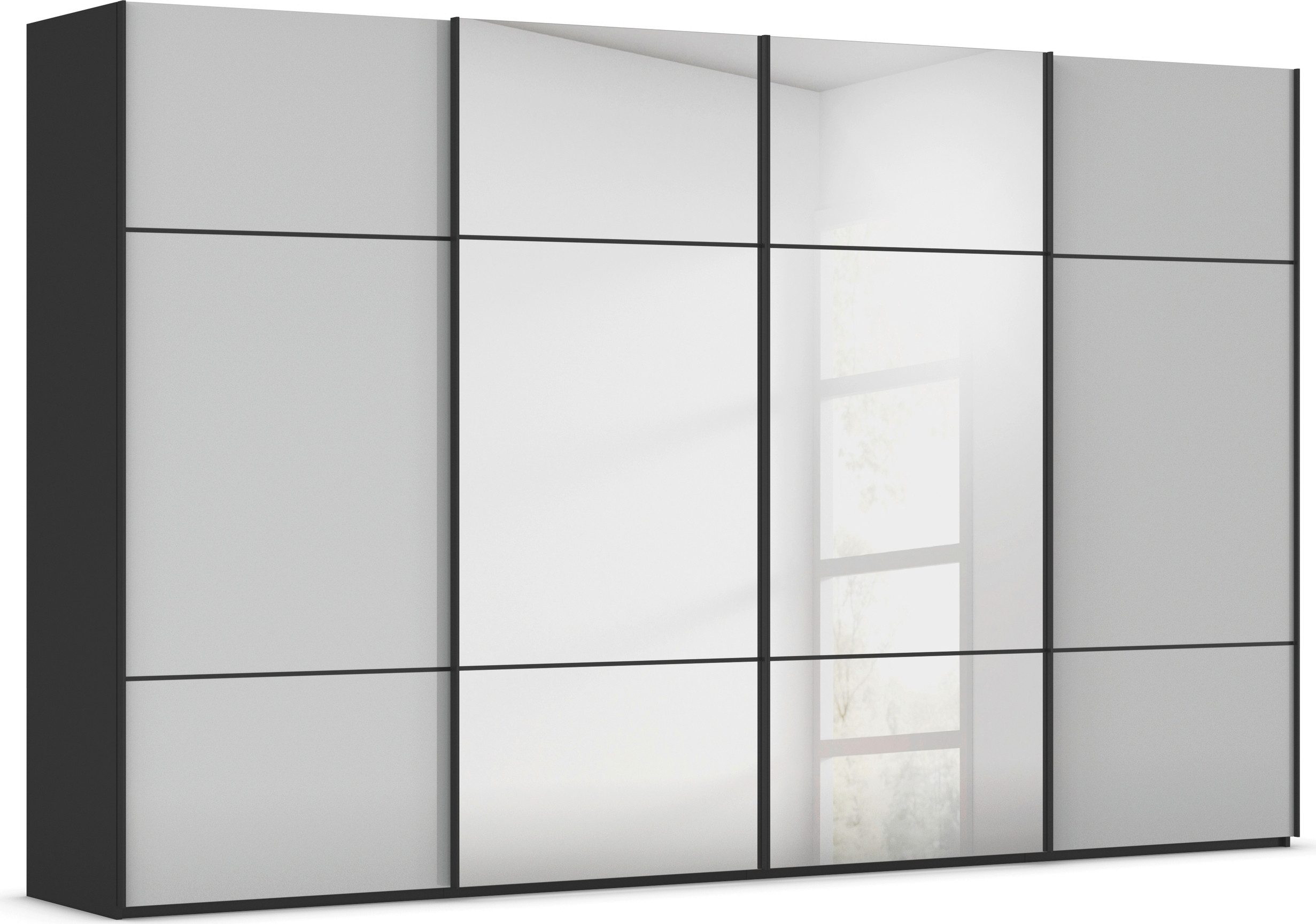 rauch Schuifdeurkast Kledingkast kast garderobe slaapkamerkast SCALE-TRIO edel drievoudig front met 2 sierlijsten spiegel/glas made in germany