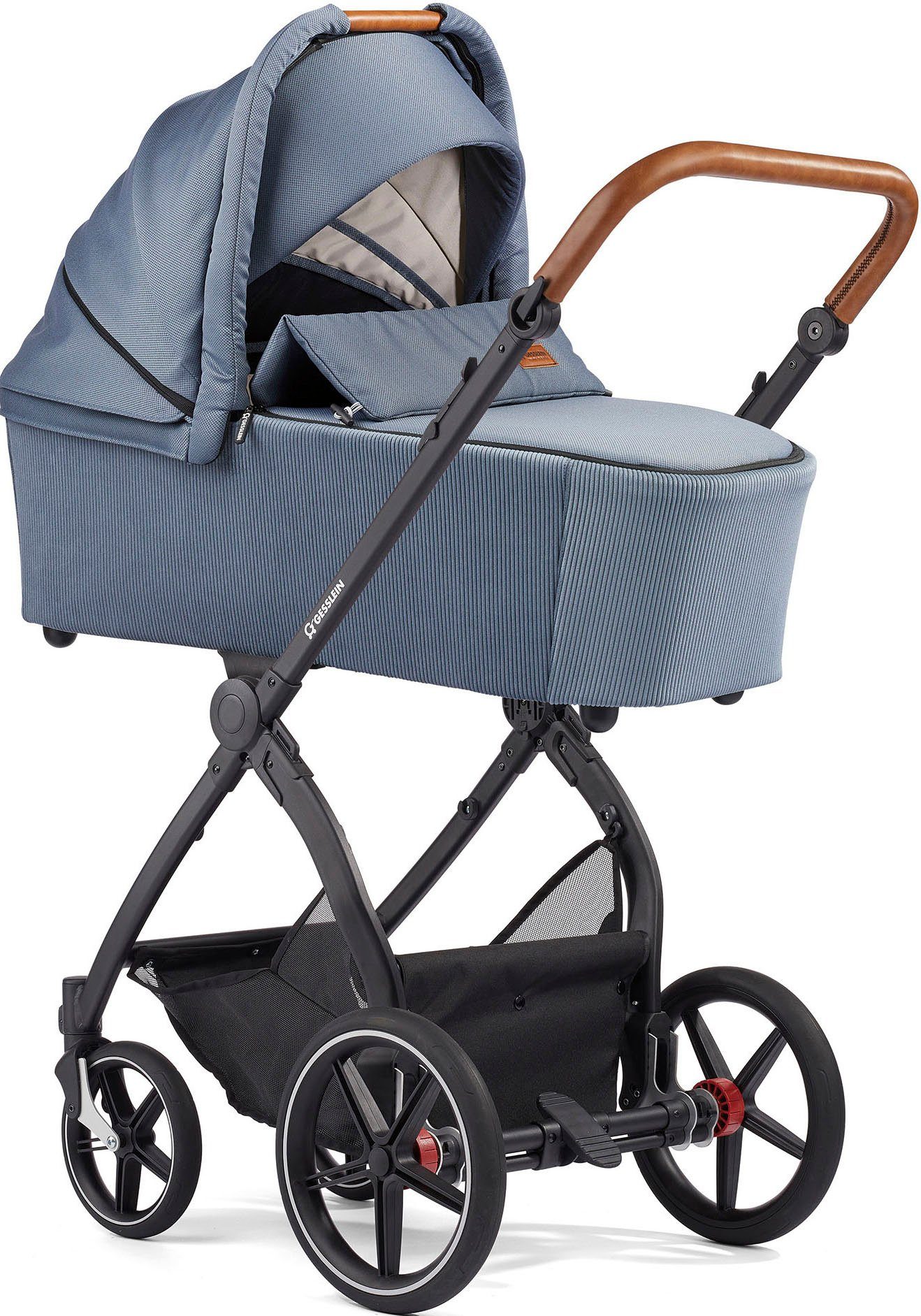 Gesslein Combi-kinderwagen FX4 Soft+ met opzetstuk Classic zwart/cognac, middenblauw