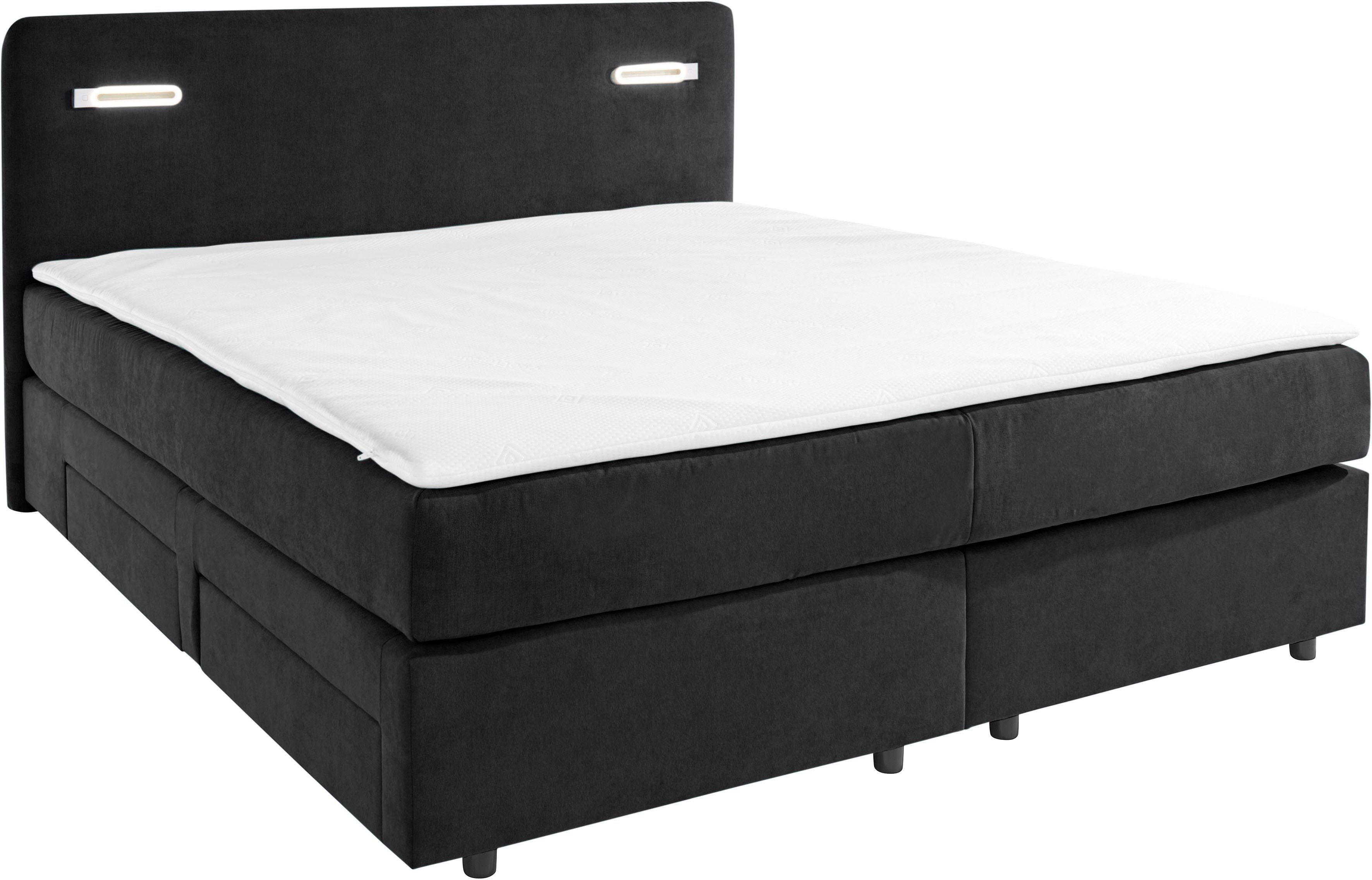 INOSIGN Boxspring Luan Laden, ledverlichting en topmatras, in breedte 120 cm en 180 cm