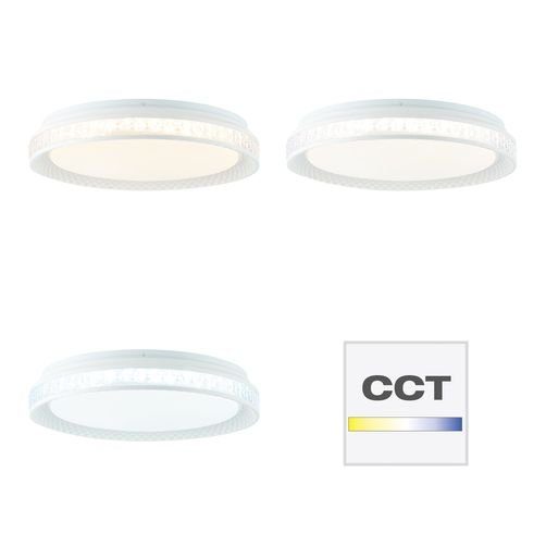 Brilliant Leuchten Led-plafondlamp Burlie Ø 39 cm, Tuya-app, metaal/kunststof, transparant/wit