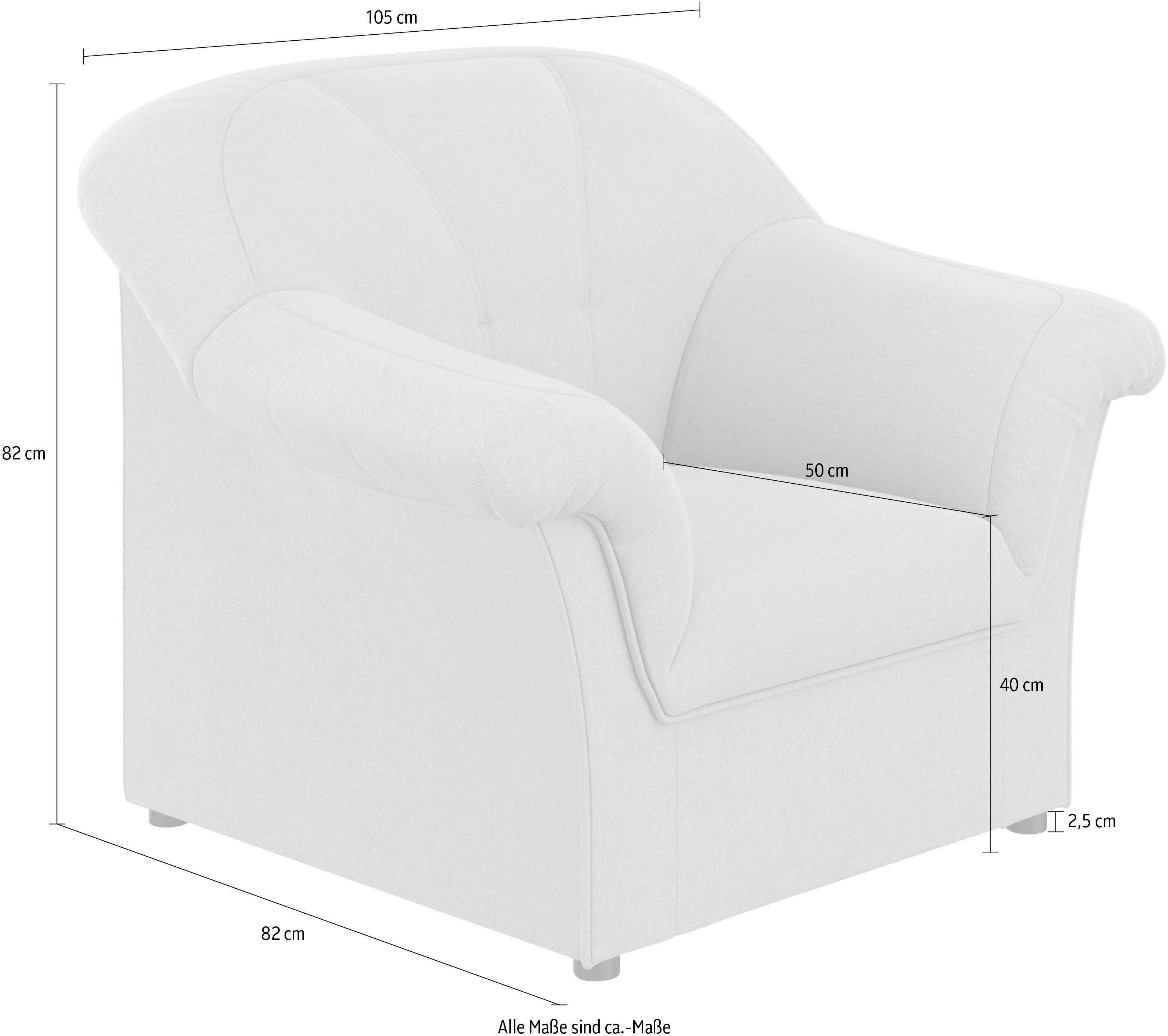 DOMO collection Fauteuil Pegnitz tijdloos, elegante armleuningen, comfortabel