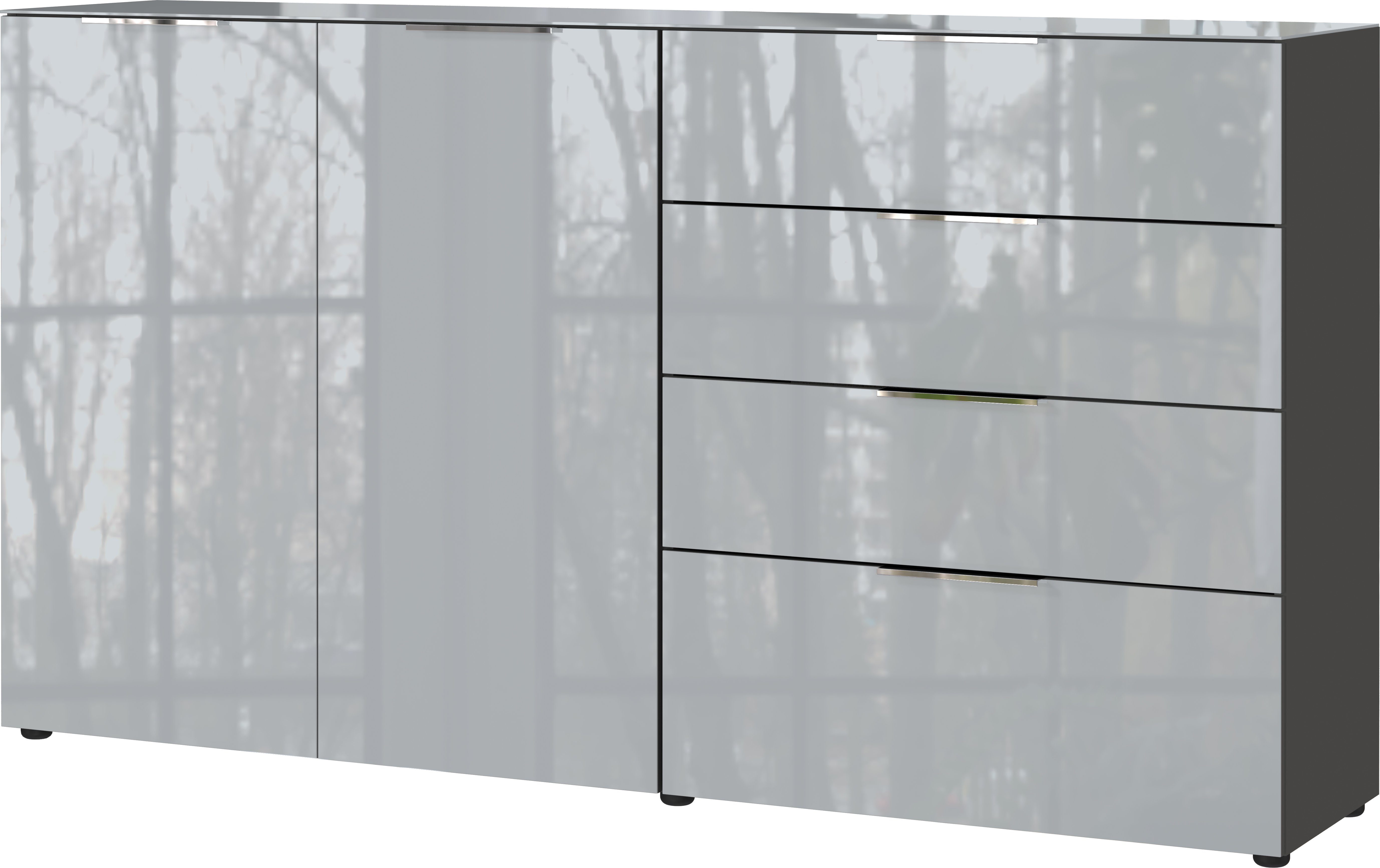 GERMANIA Dressoir OAKLAND in 2 breedten, fronten en bovenblad met glas-inlay