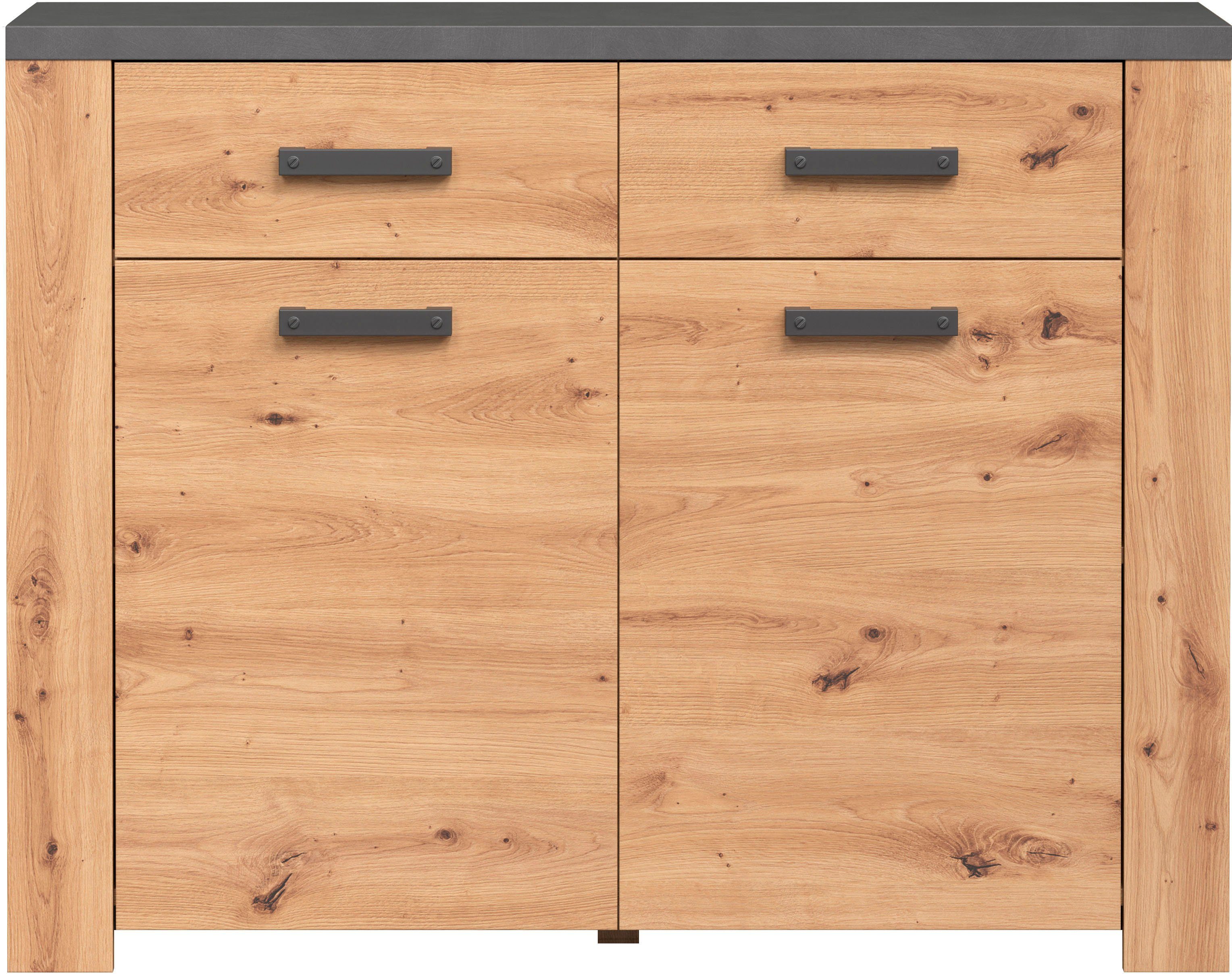 Home affaire Kast Ambres mat echt-hout-look, ca.-afm. bxh: 116x91 cm, lichtbruin, smal (1 stuk)