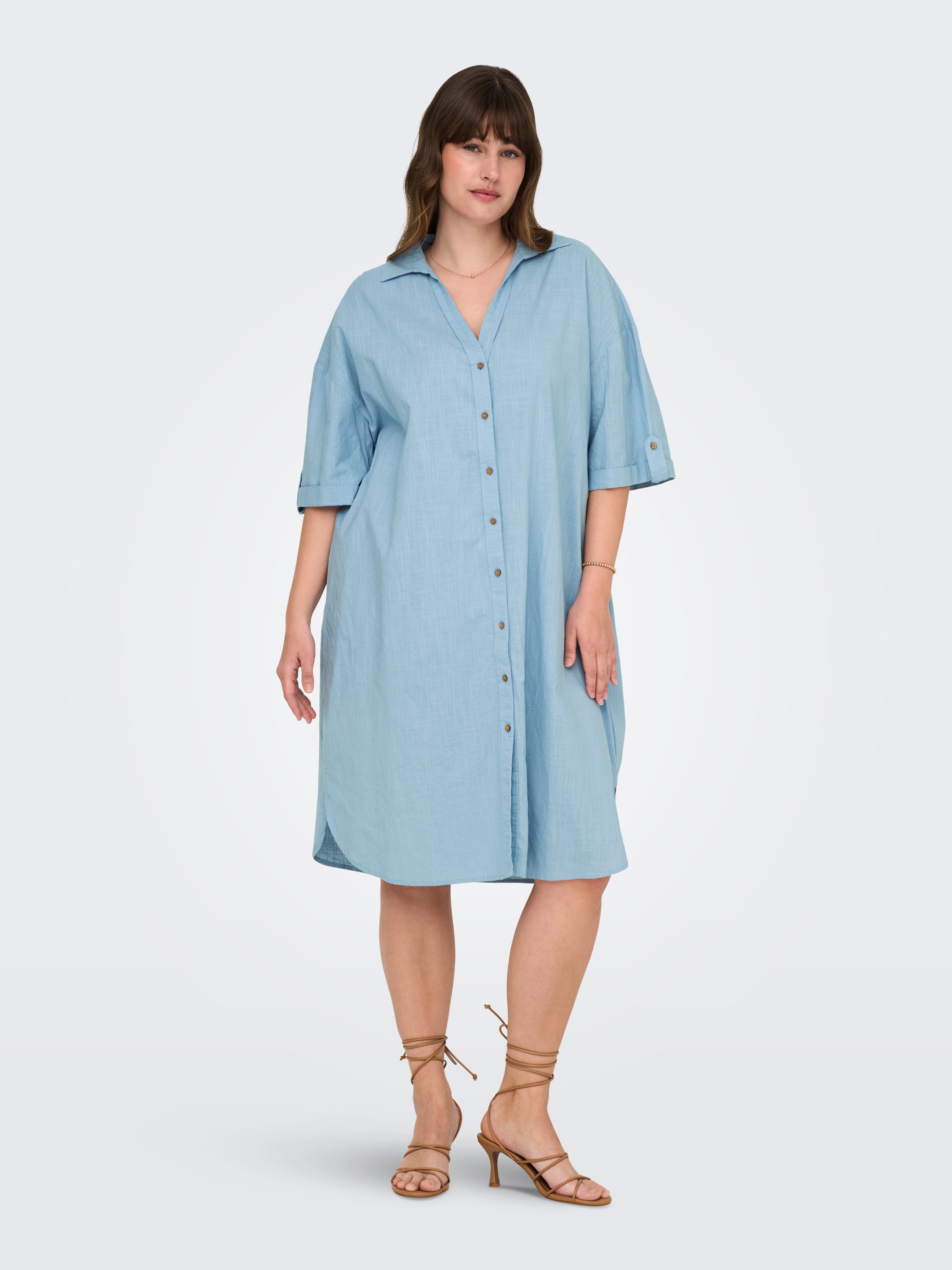 ONLY CARMAKOMA Blousejurk CARCOCO SS BLK SHIRT DRESS WVN