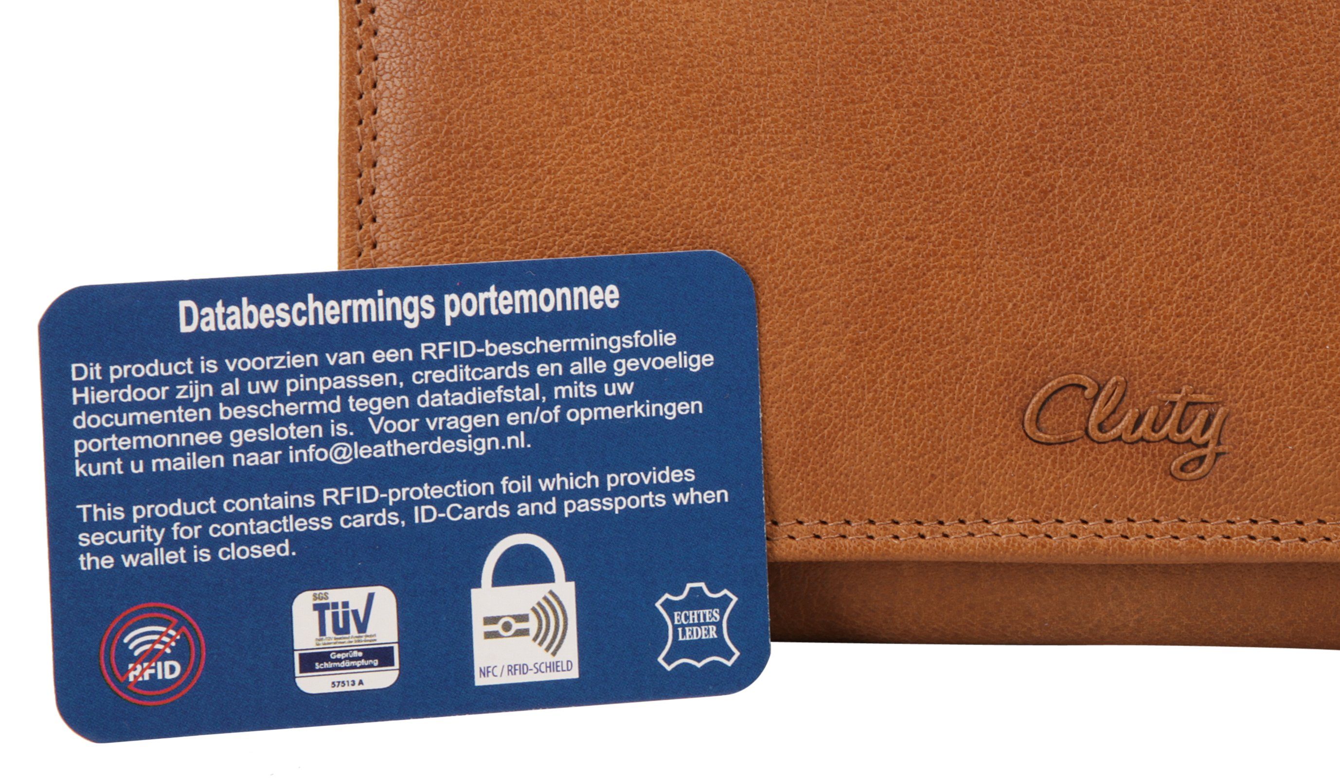 Cluty Portemonnee echt leder