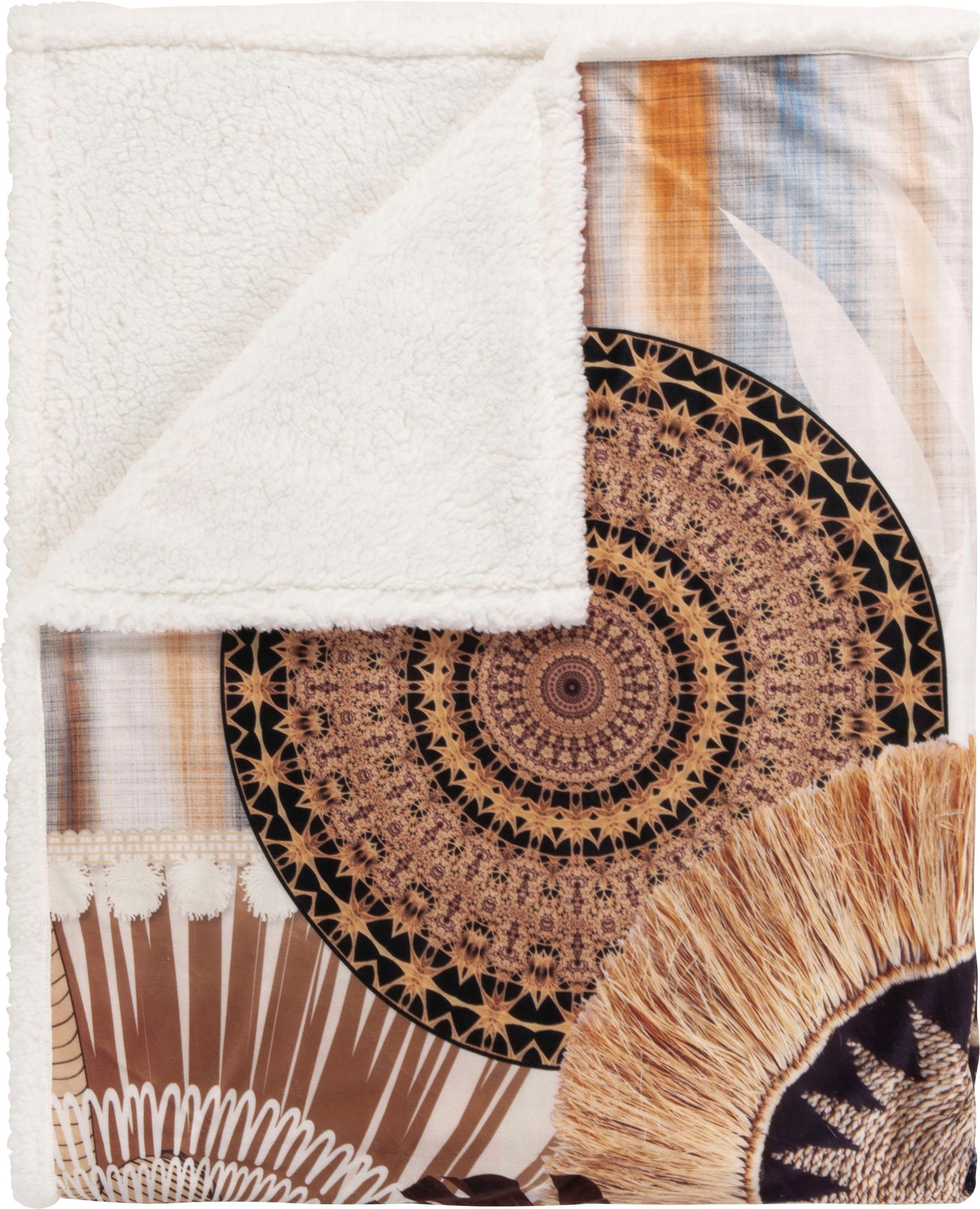 hip Plaid Raeni Zeer zacht, knuffeldeken, 130x160 cm, omkeerbaar, luipaard, zand, natuur