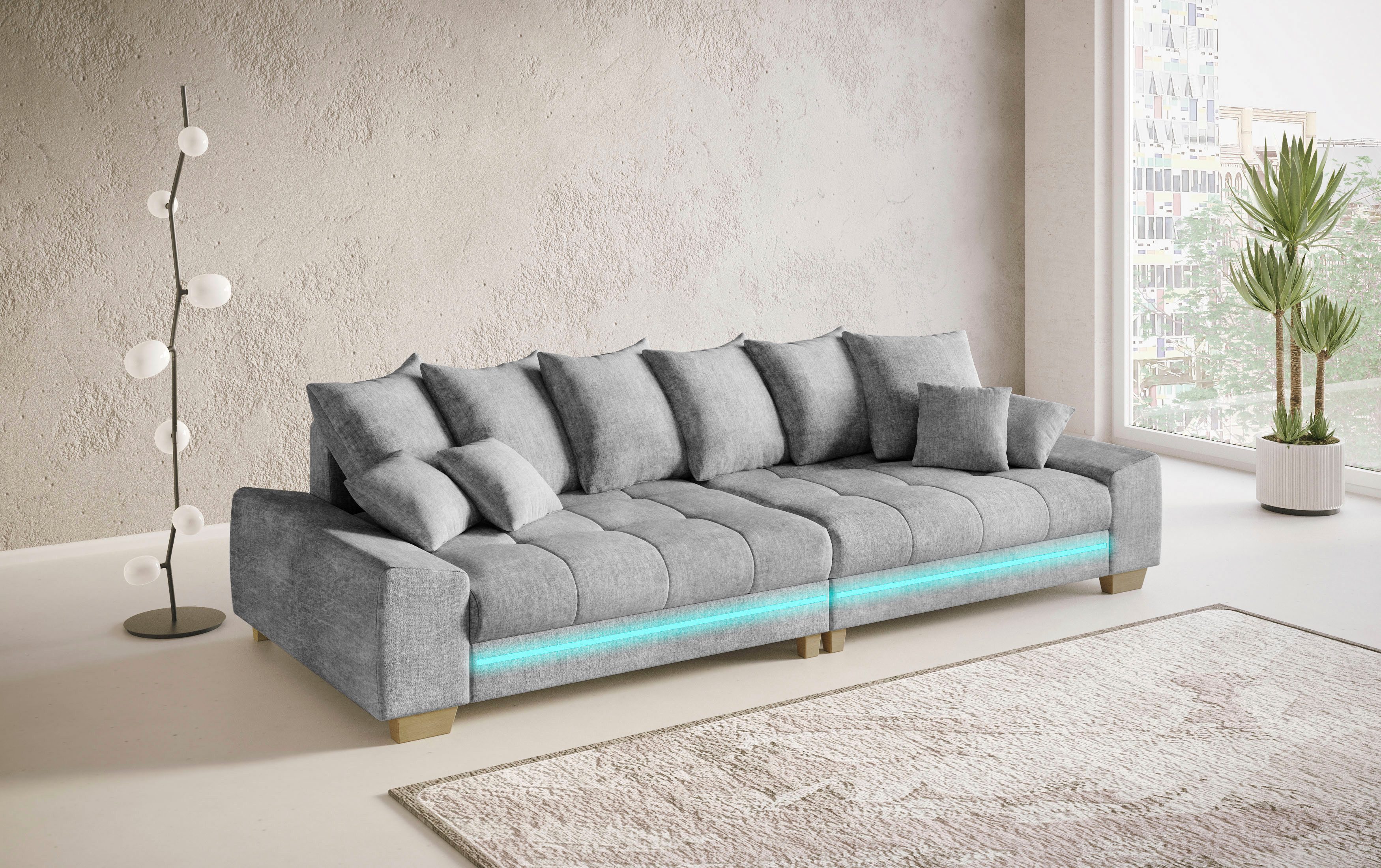 Mr. Couch Megabank Nikita II met rgb-led-verlichting, koudschuim bekleding tot 140 kg belastbaar