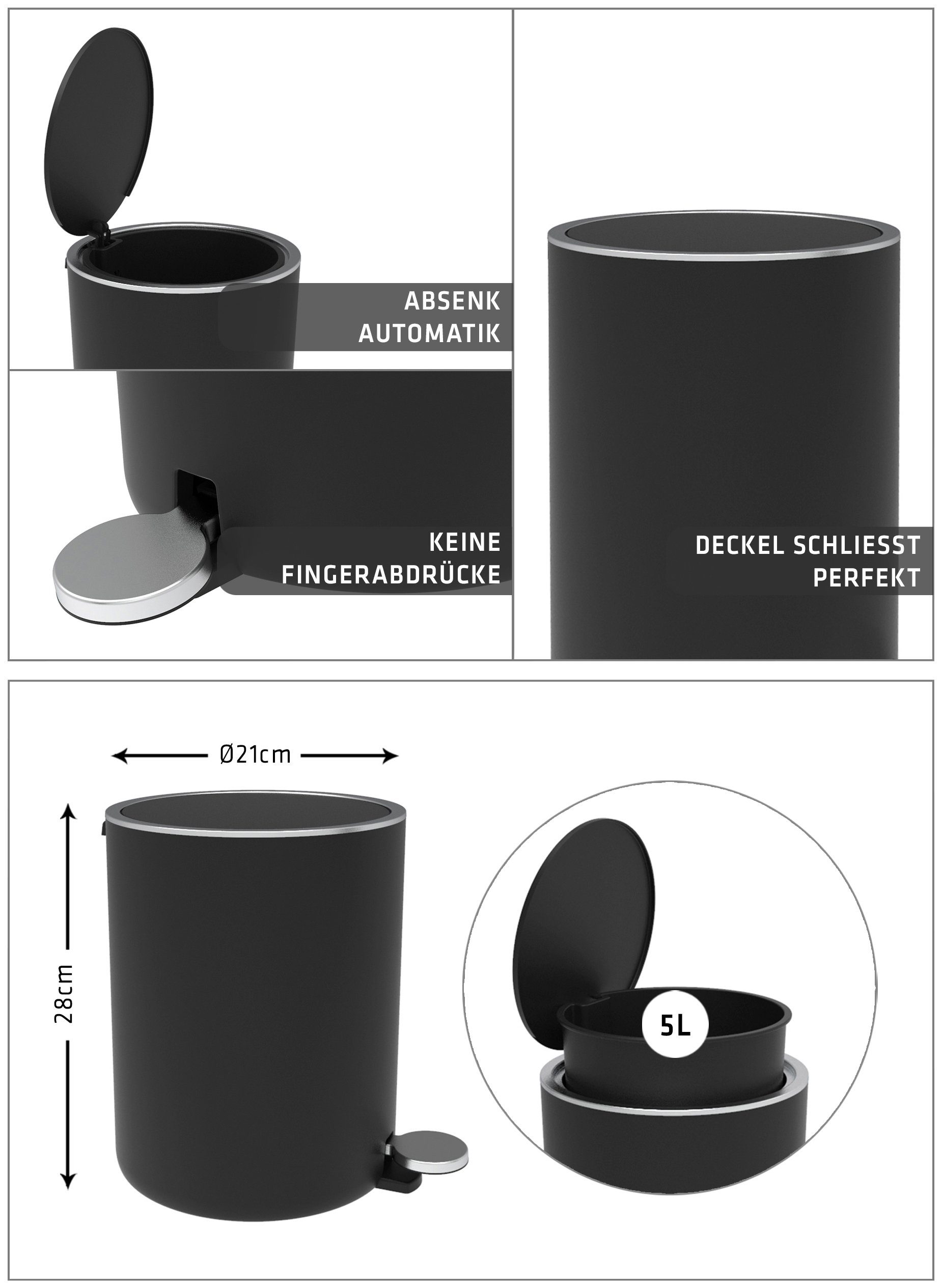 Bischof Tissue-emmer Design bad Ø 21 cm, hoogte 28 cm, inhoud 5,5 l (1 stuk)