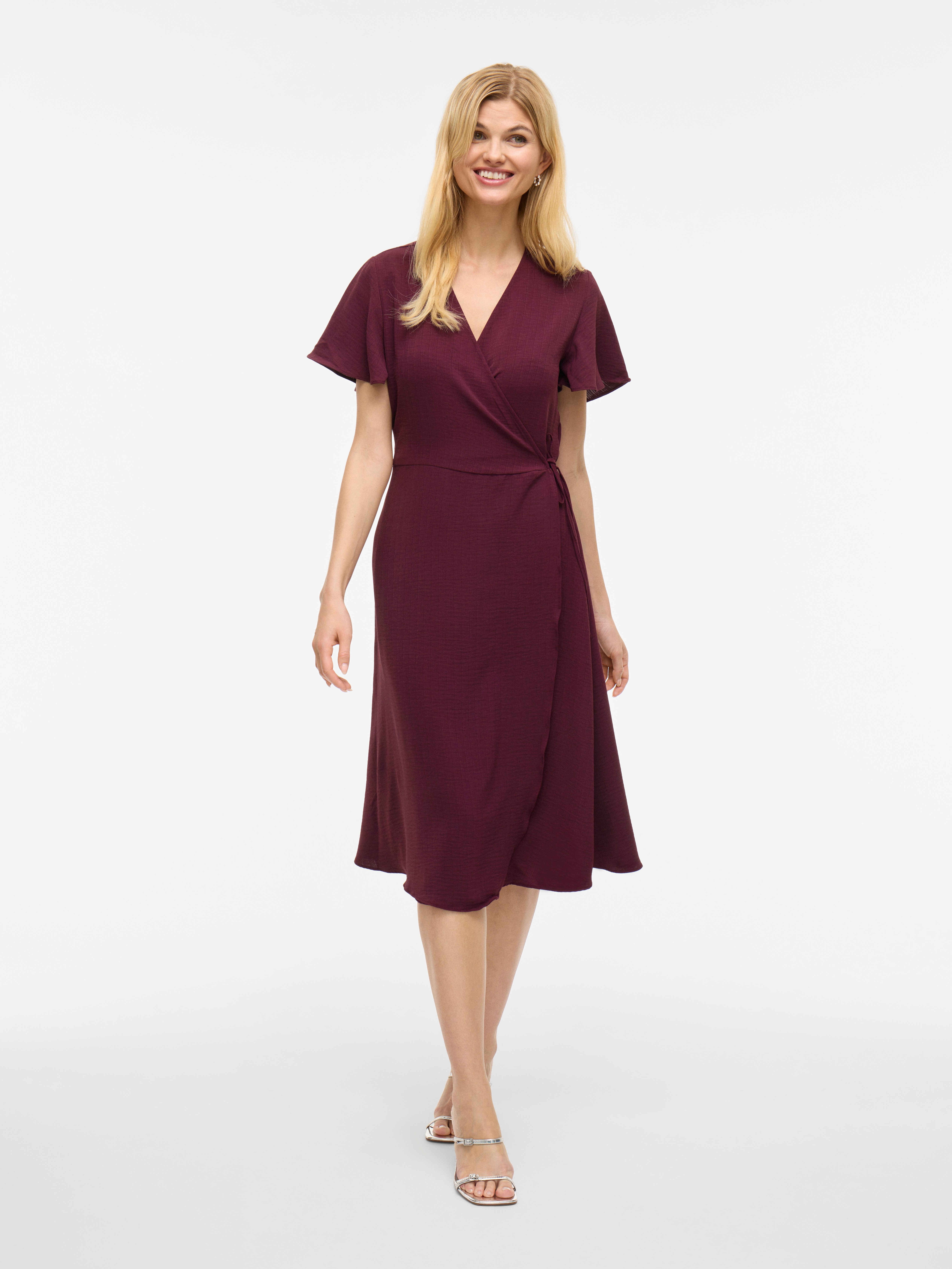 Vila Wikkeljurk VILOVIE S/S WRAP MIDI DRESS - NOOS