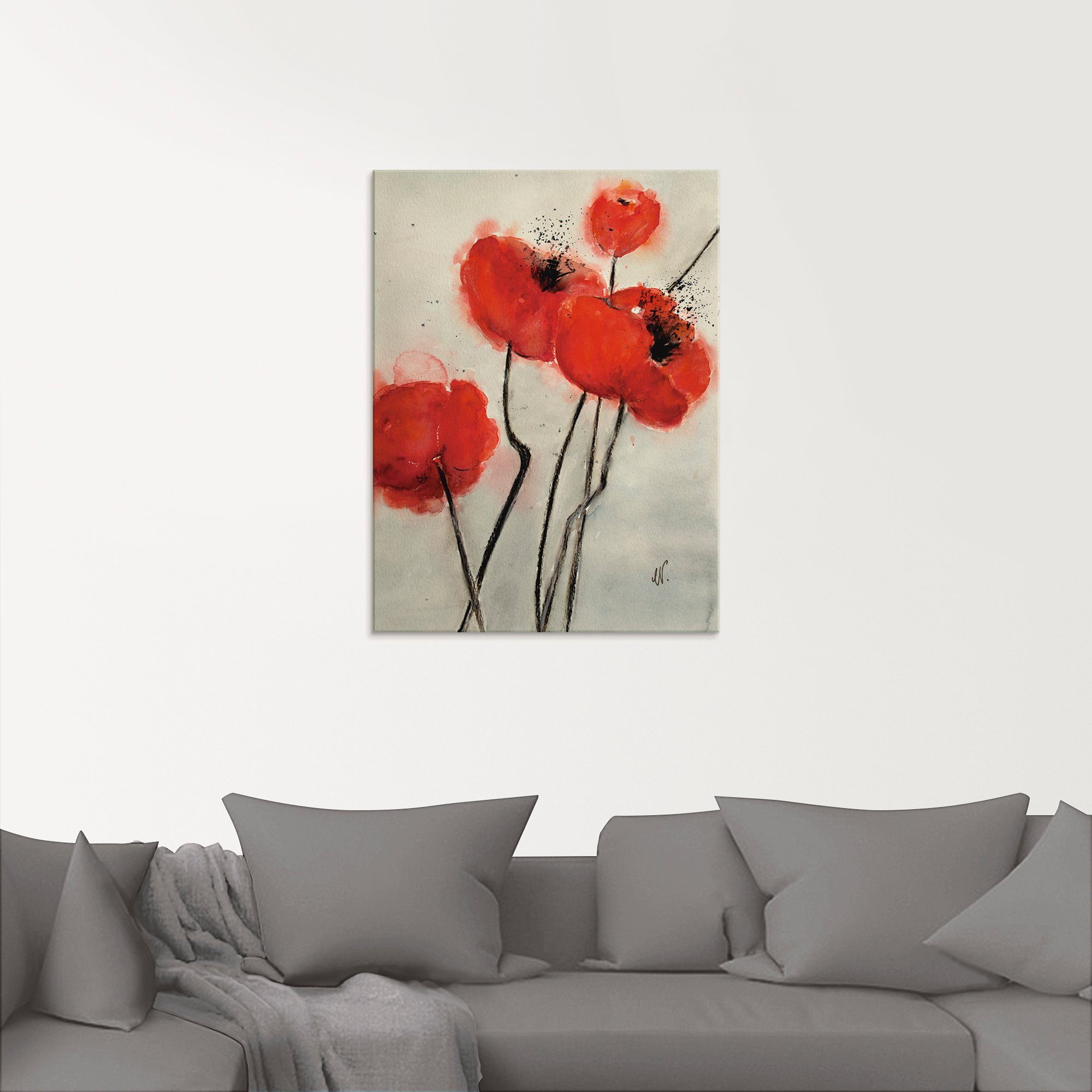 Artland Print op glas Rode klaproos in verschillende maten