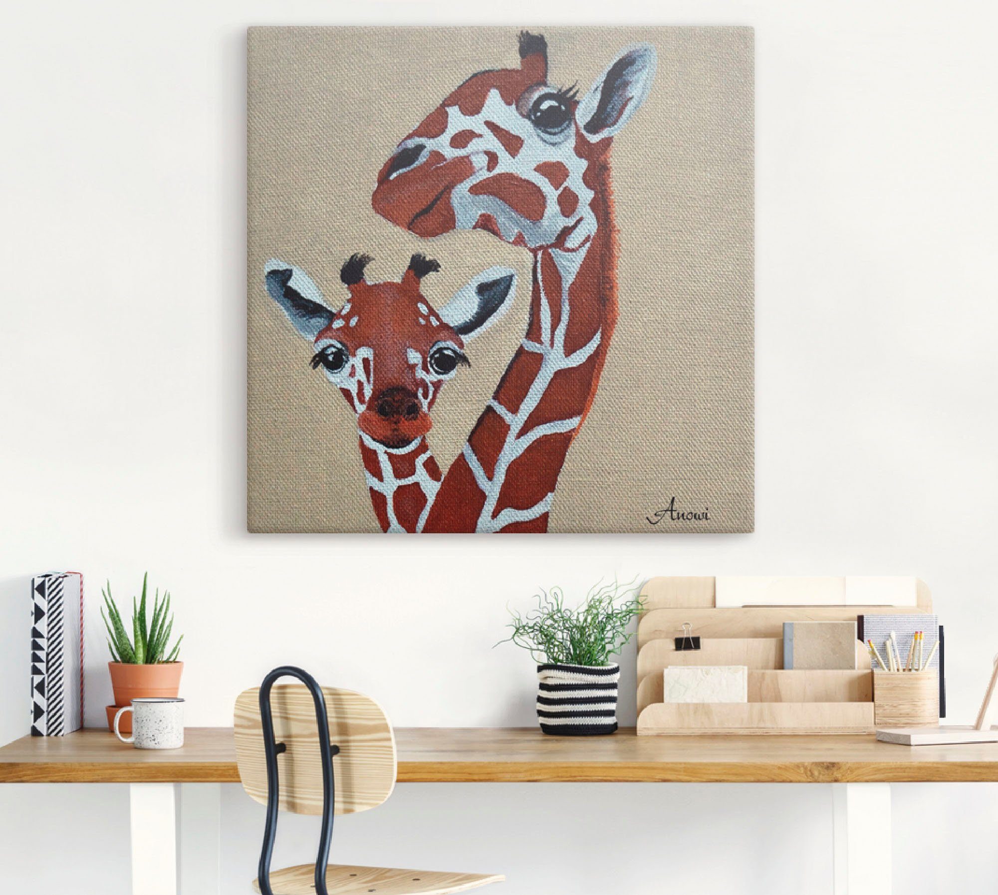 Artland Artprint op linnen Giraffen gespannen op een spieraam