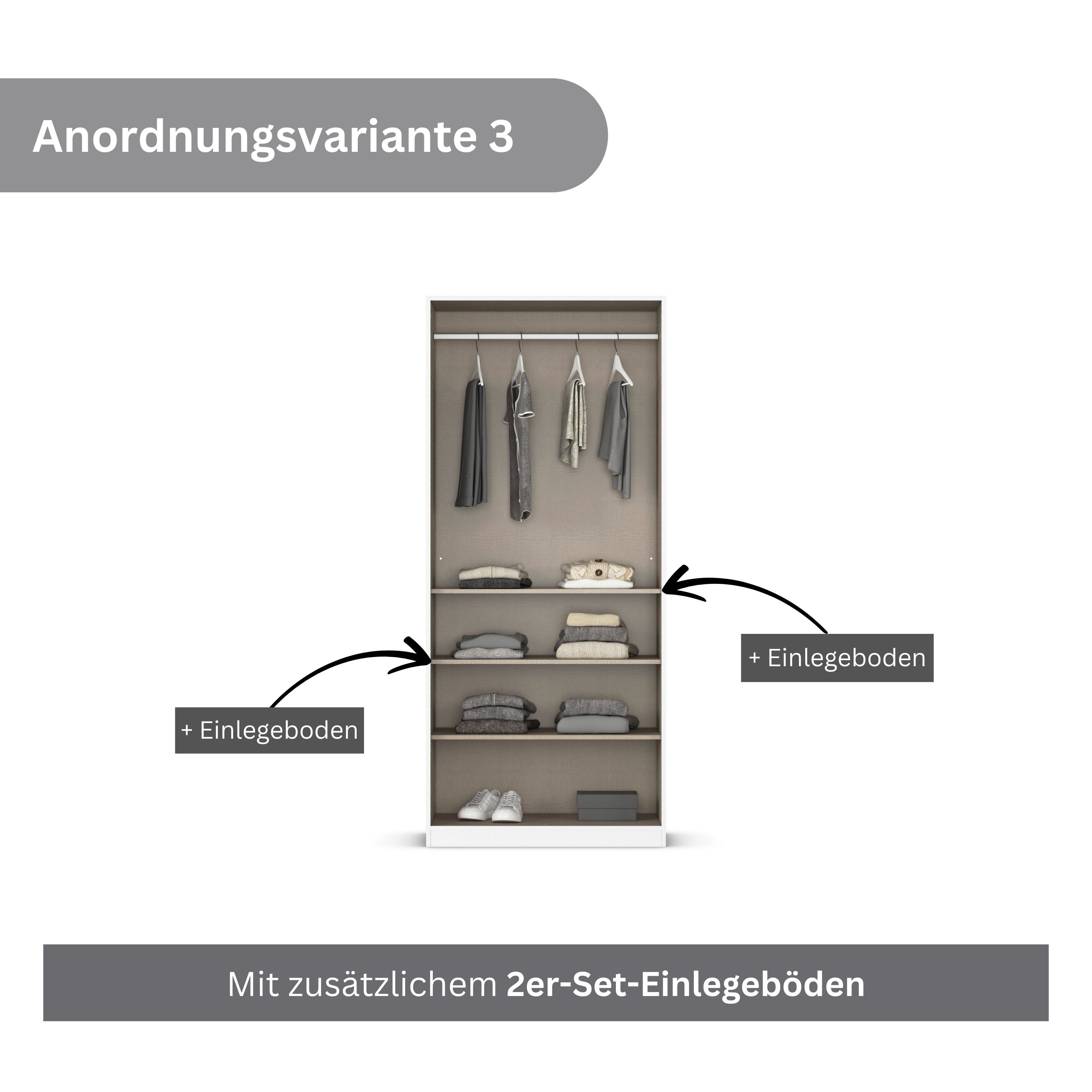 rauch Draaideurkast Kledingkast kast garderobe AGORDO met decor- of hoogglansfront doordachte binnenuitrusting, in 6 breedtes en 2 hoogtes made in germany