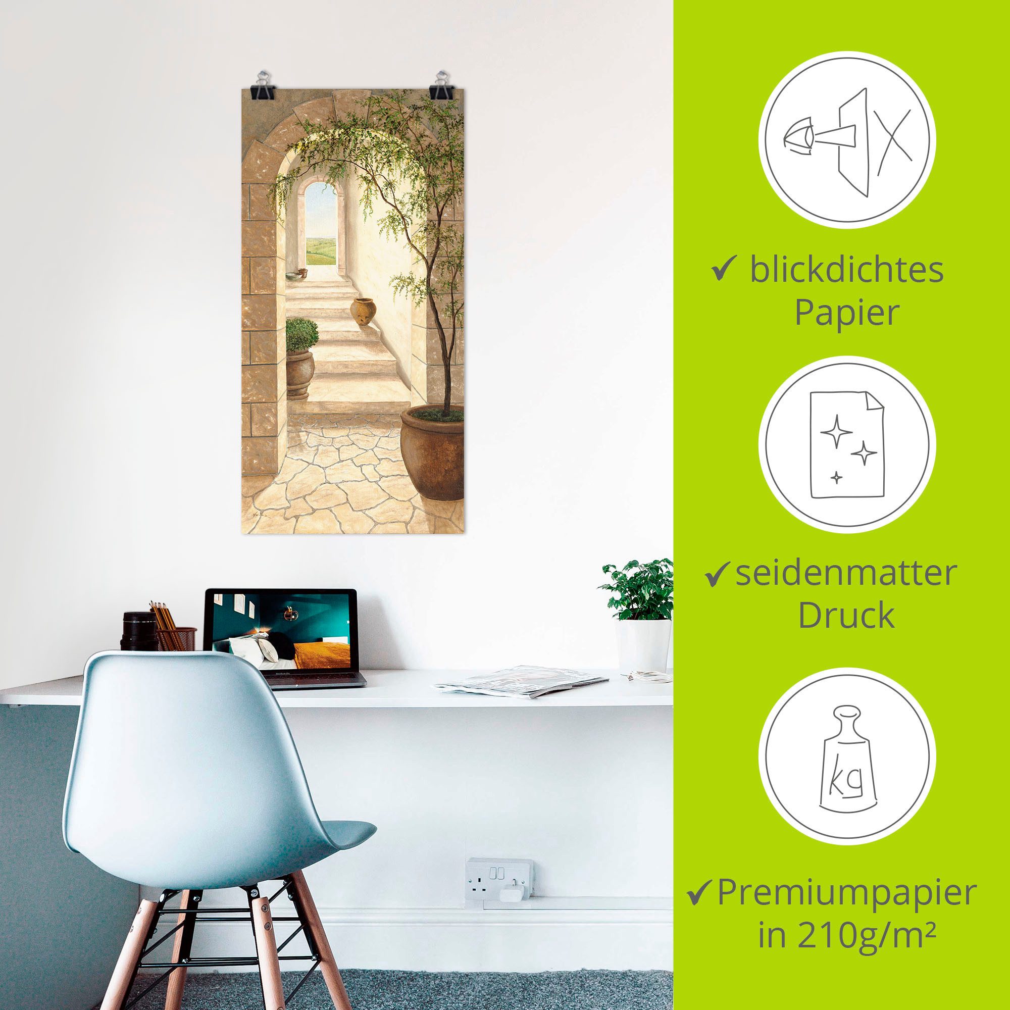 Artland Artprint Toscaanse doorgang als artprint van aluminium, artprint voor buiten, artprint op linnen, poster, muursticker