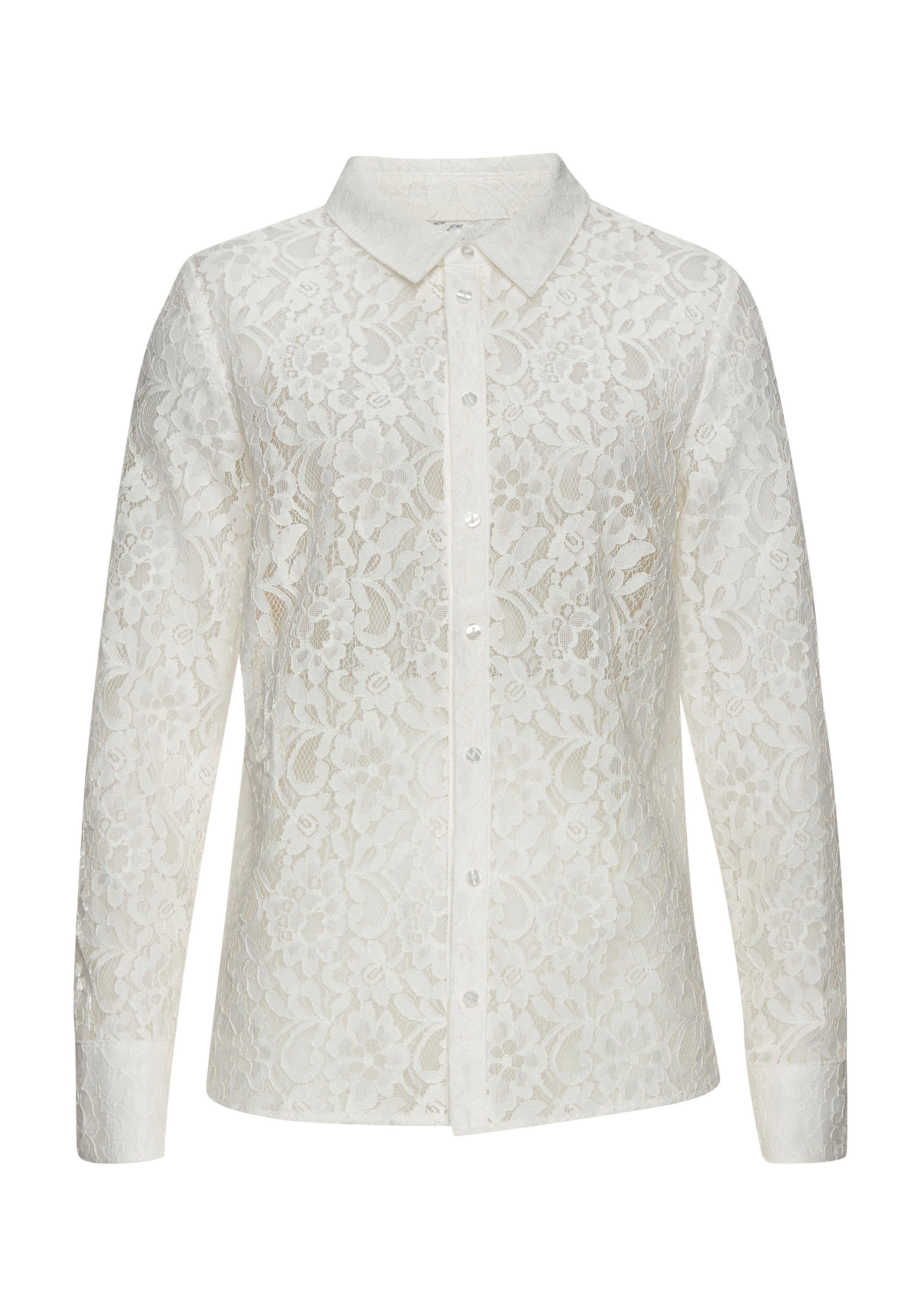 Lascana Kanten blouse met overhemdkraag kanten blouse transparante blouse feestelijk